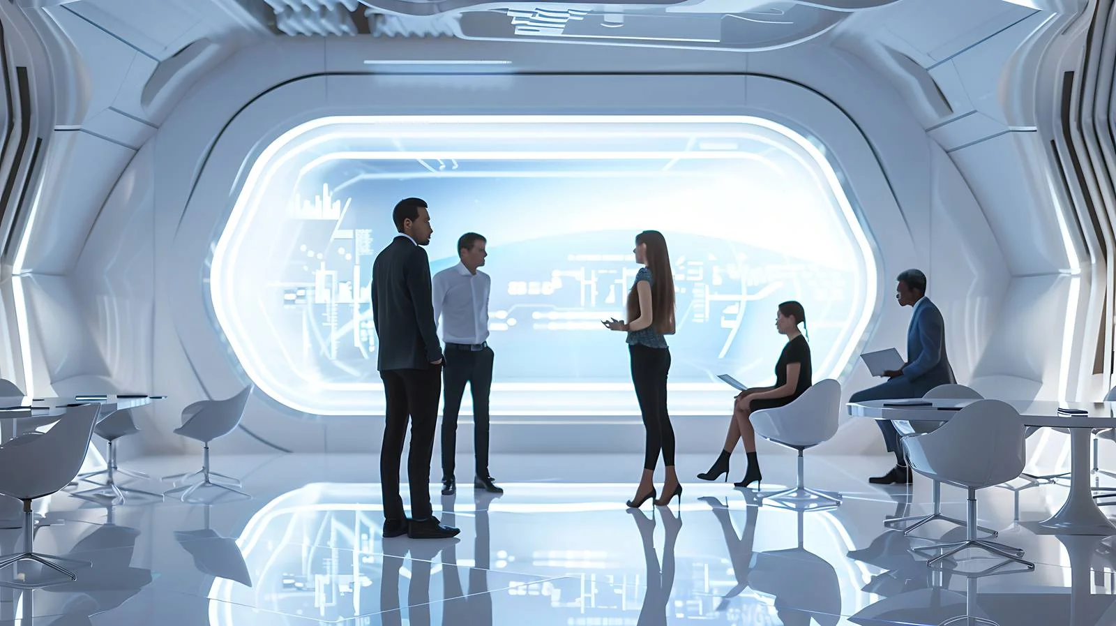 Futuristic Office Discussion — free download from Dotvec