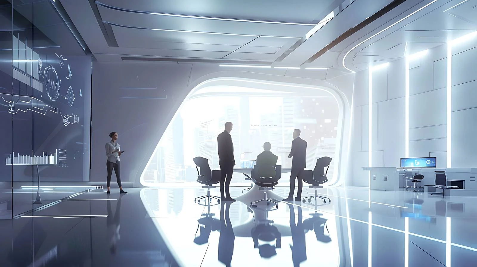 Futuristic Office Discussion Scene — free download from Dotvec