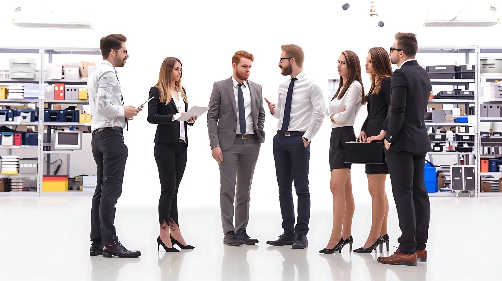 Professional Business Discussion on Shop Floor — free download from Dotvec