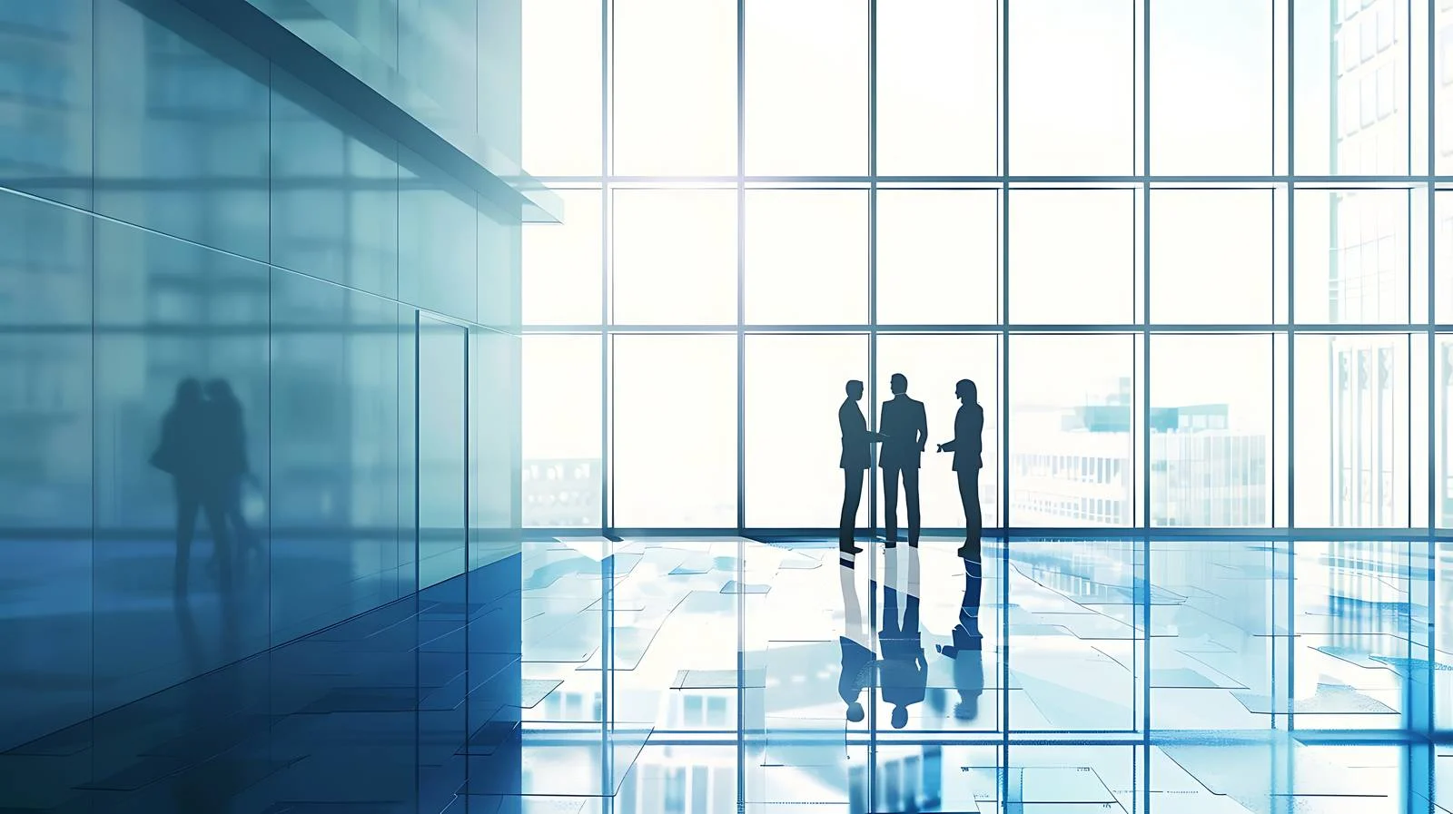 Corporate Discussion by Window in Modern Office — free download from Dotvec