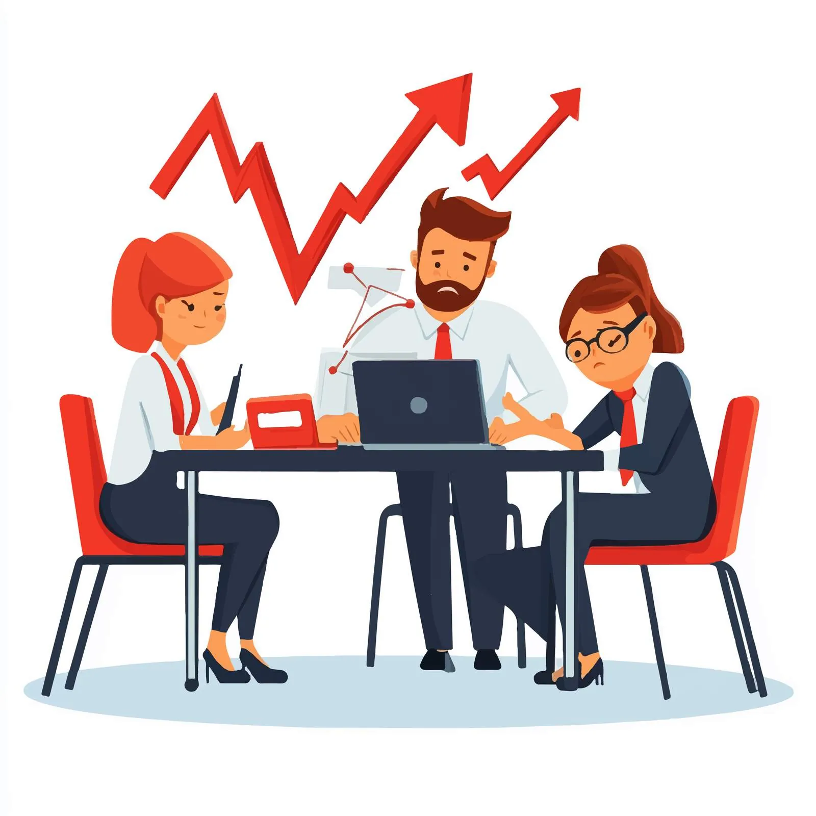 Business People Using Laptop with Downward Arrow — free download from Dotvec