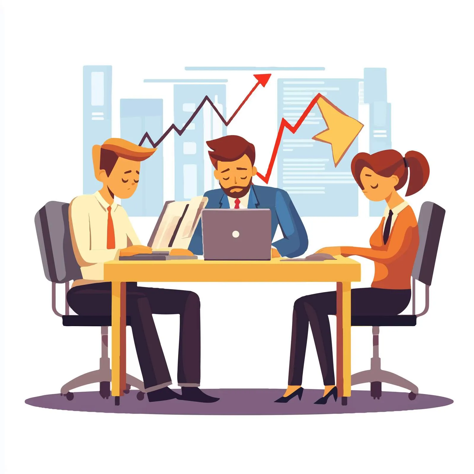 Business People Using Laptop with Downward Arrow — free download from Dotvec