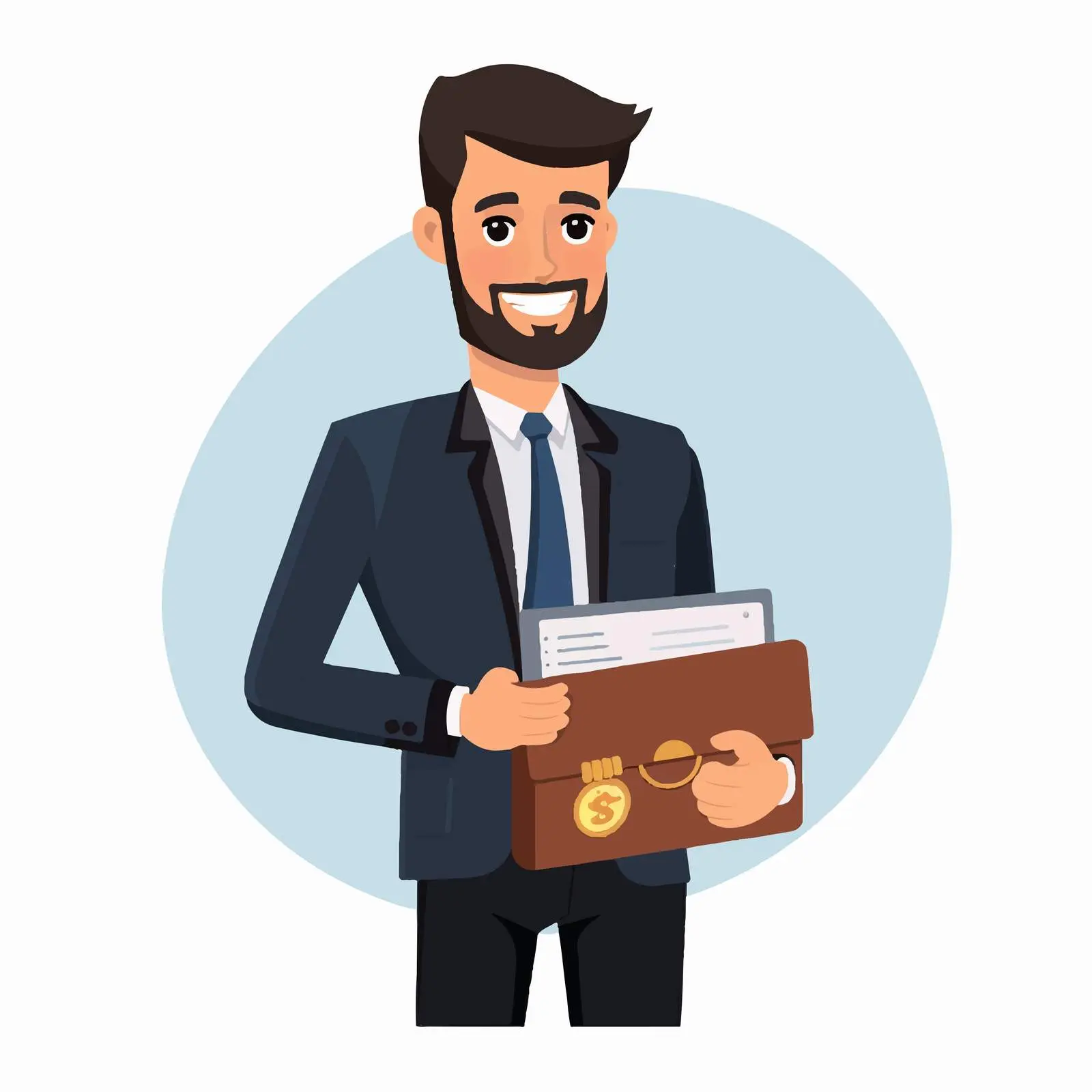 Business Person Icon with Money and Portfolio — free download from Dotvec
