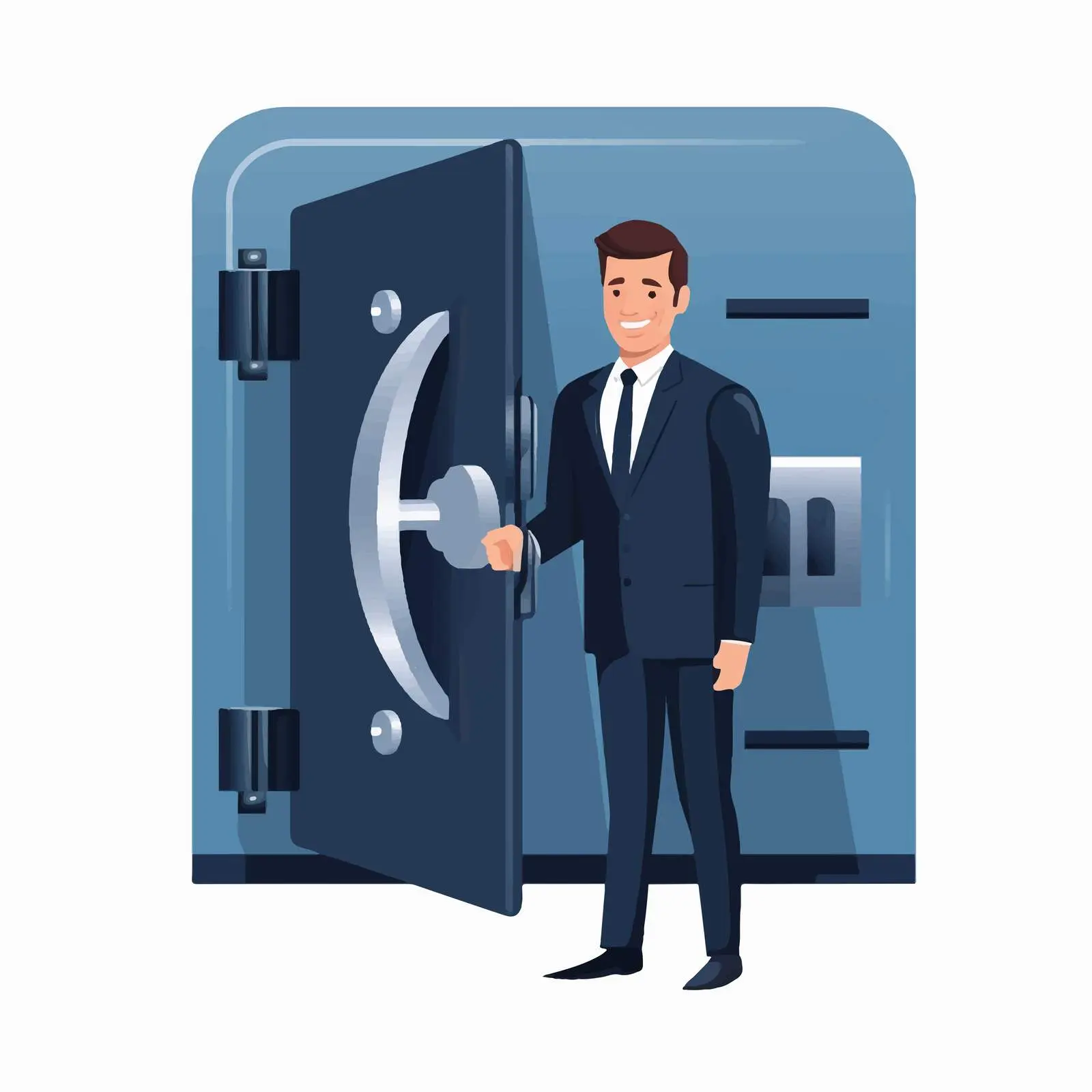 Business Person with Safe Icon Illustration — free download from Dotvec