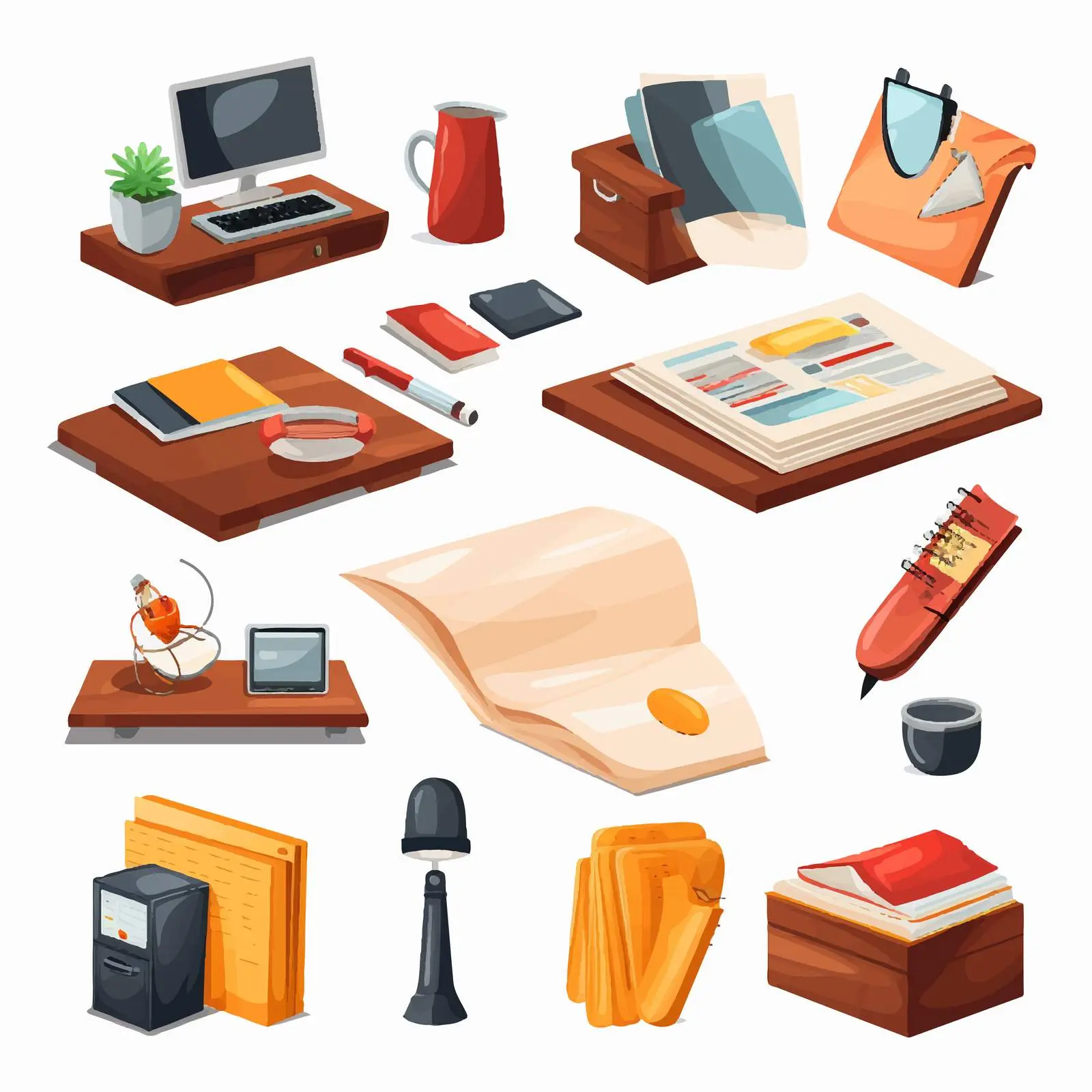 Business Printed Advertising Items Vector Illustration — free download from Dotvec