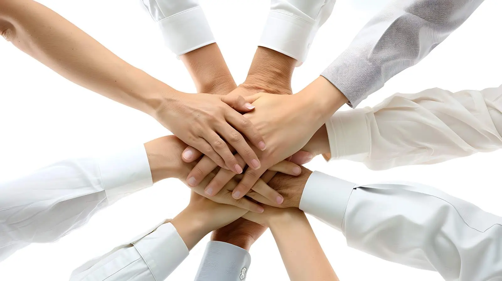 Business Team Demonstrating Unity with Hands Together – free building image from Dotvec