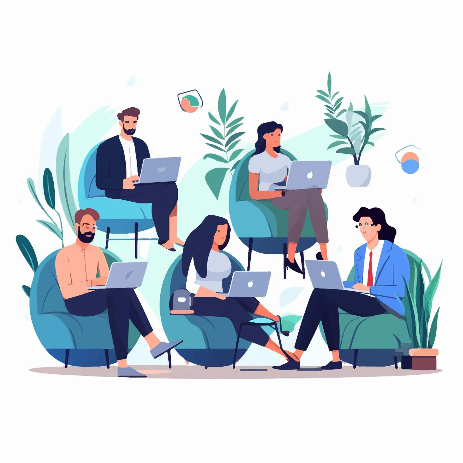 Business Team Working in Beanbag Chairs — free download from Dotvec