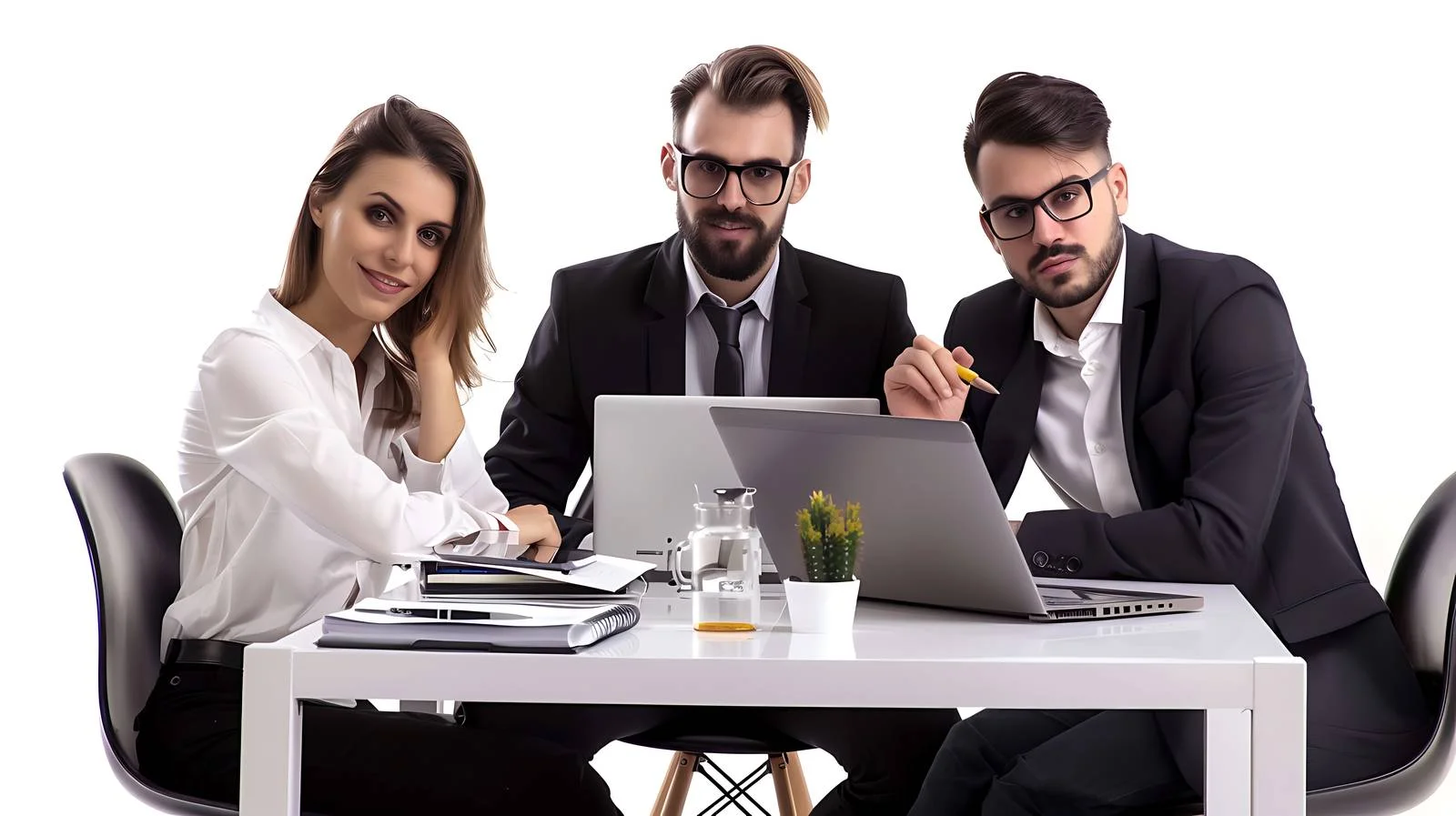 Professional Team Using Laptop in Office free images image from Dotvec