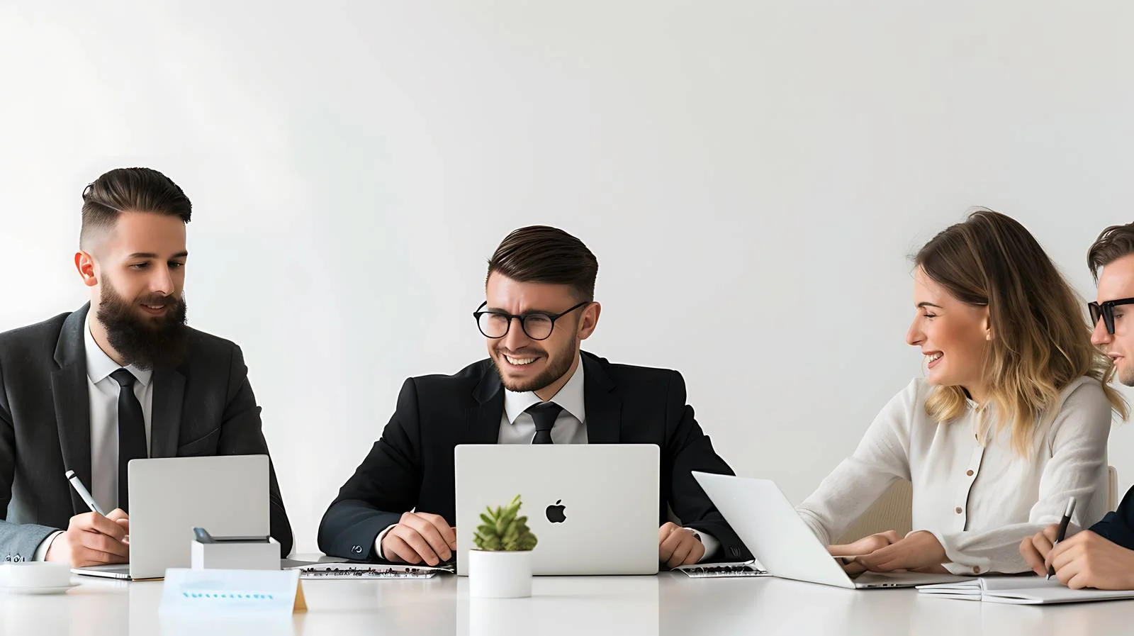 Professional Team Meeting with Laptop — free download from Dotvec