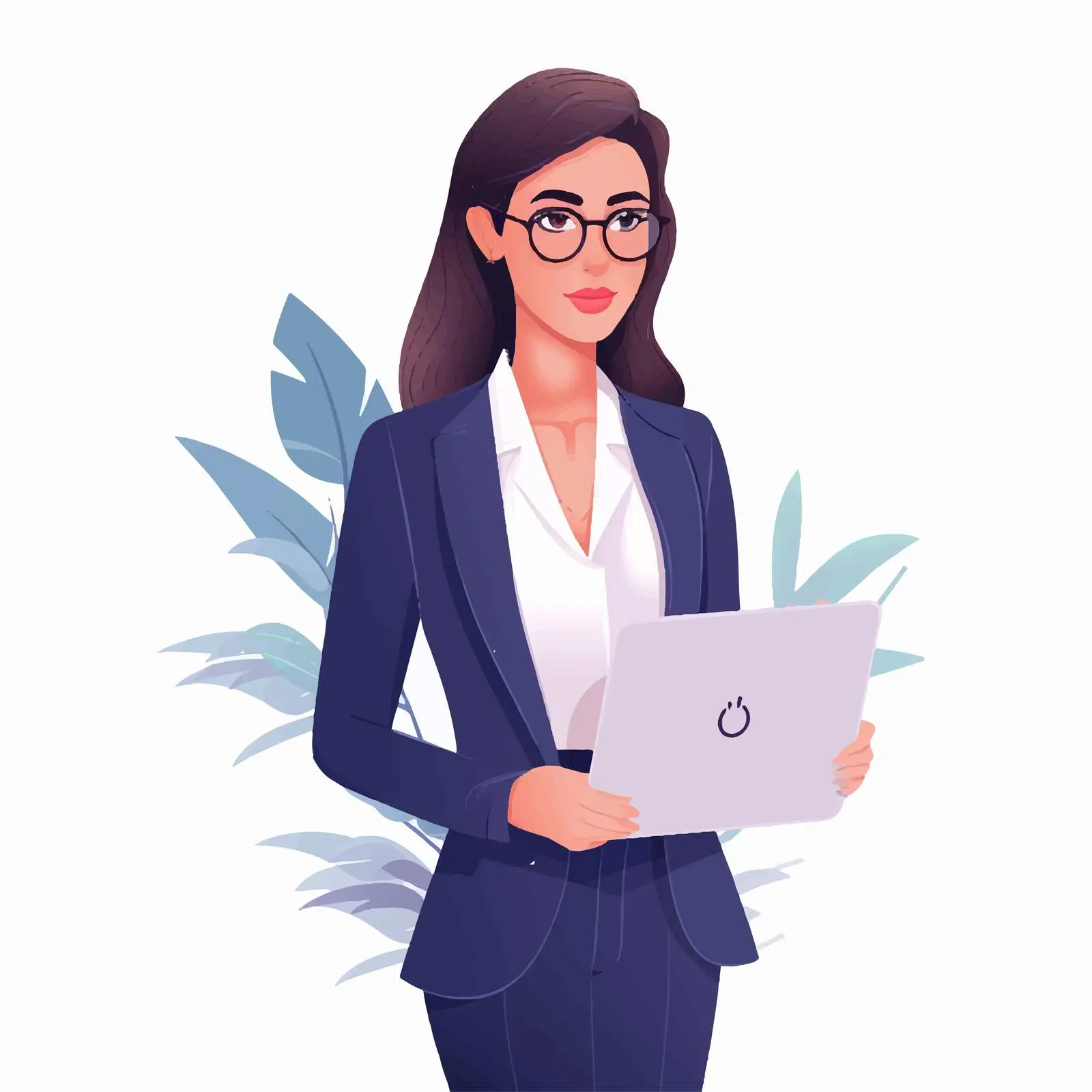Young Businesswoman Working on Laptop Vector — free download from Dotvec