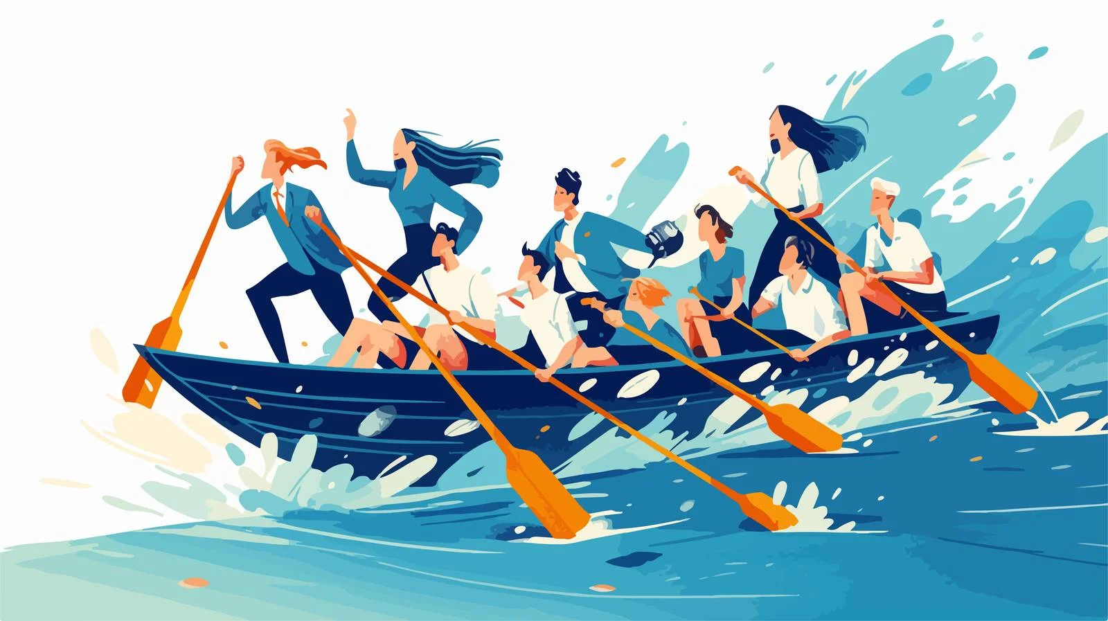 Corporate Teams Rowing Together Toward Success — free download from Dotvec