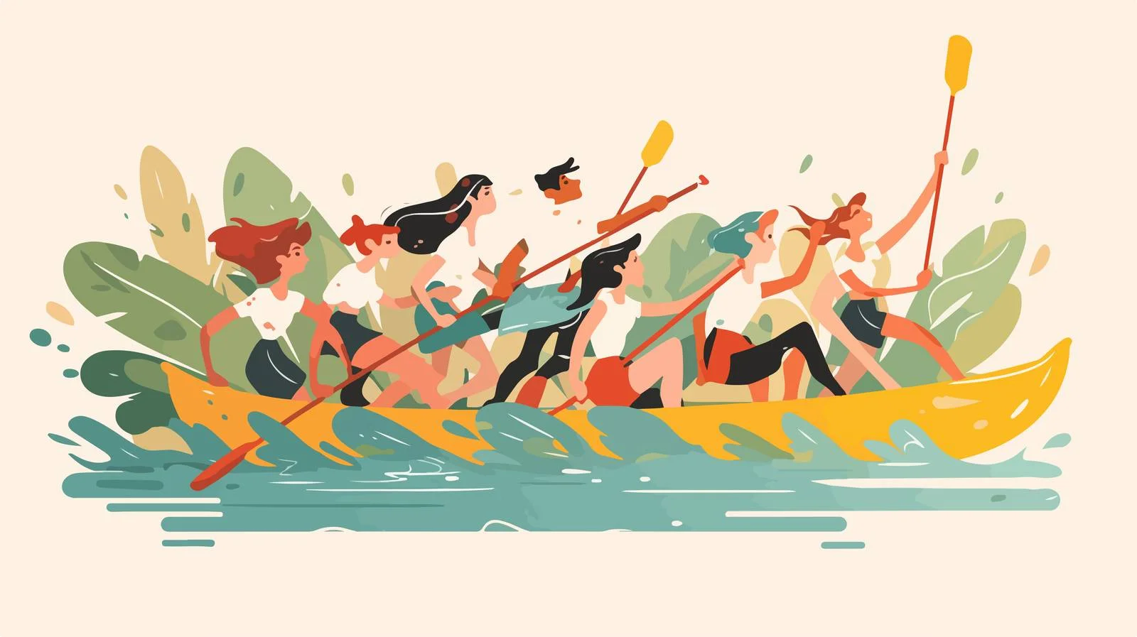 Corporate Teams Lead Boat Towards Success — free download from Dotvec