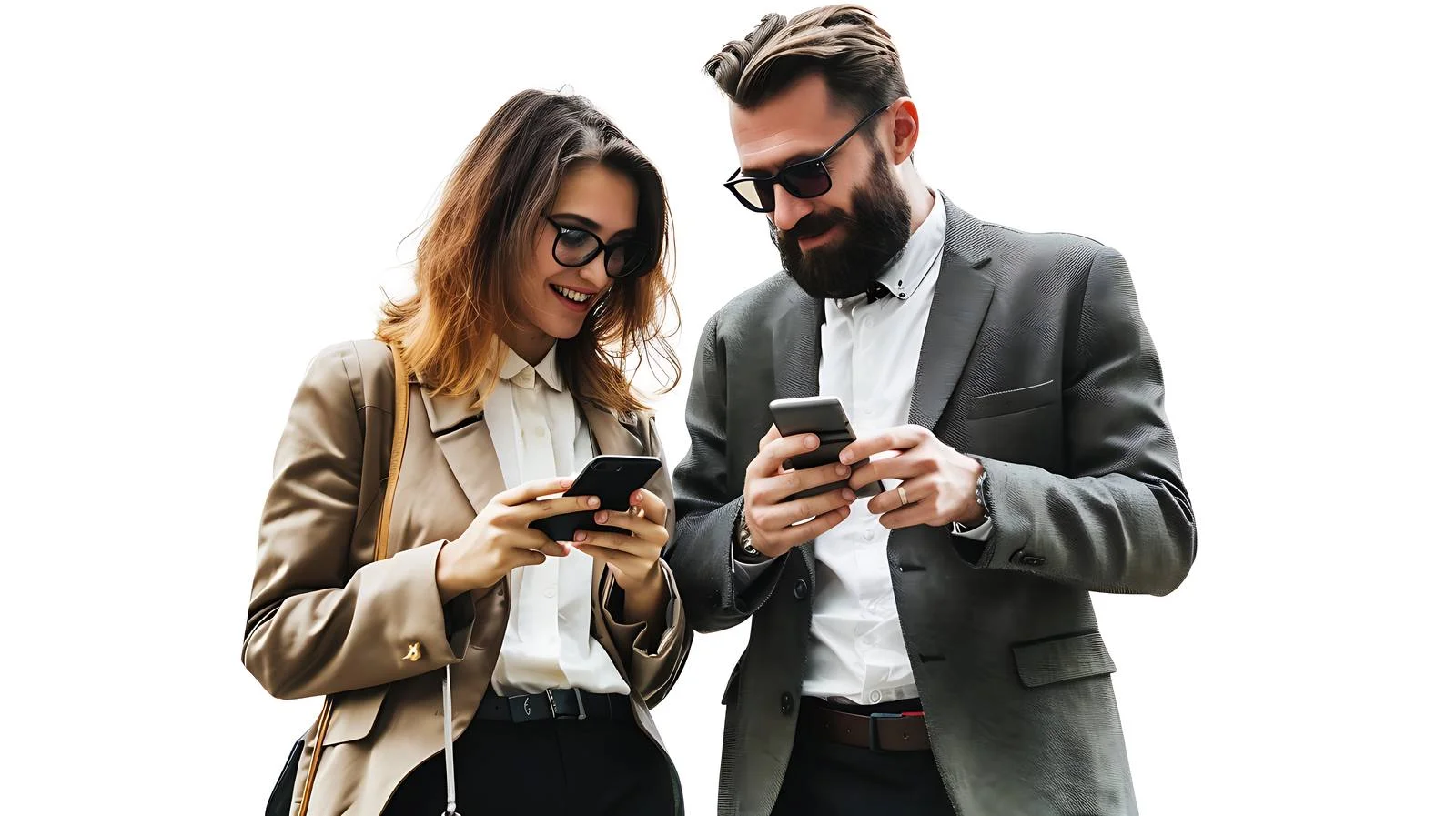 Professional Business Team Reviewing Smartphones — free download from Dotvec