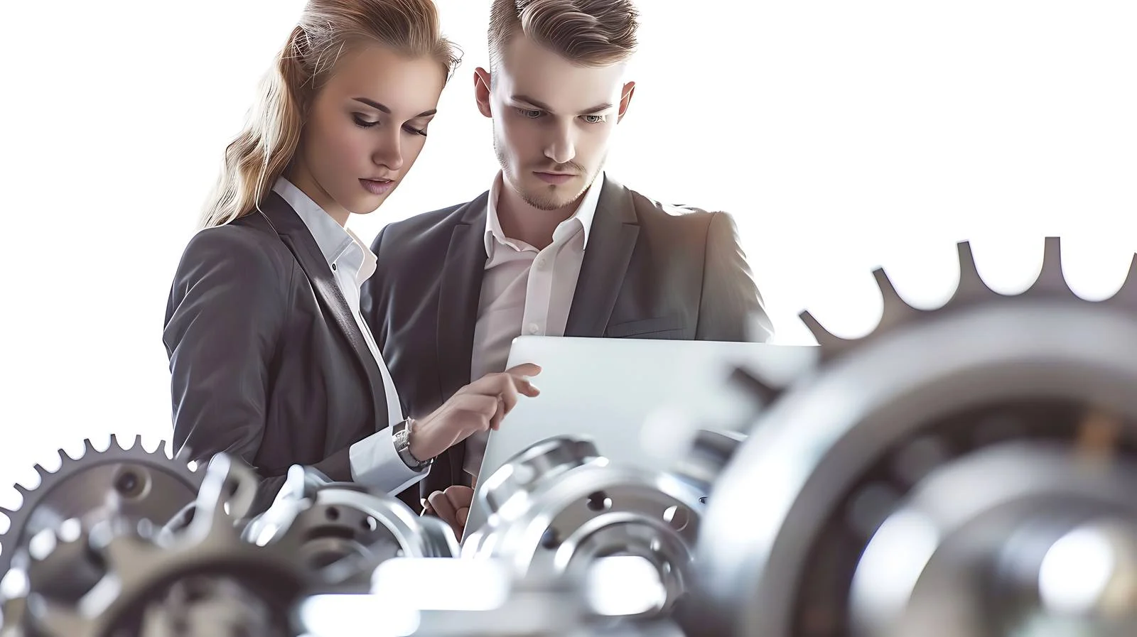 Business Team Examining Laptop Together — free download from Dotvec