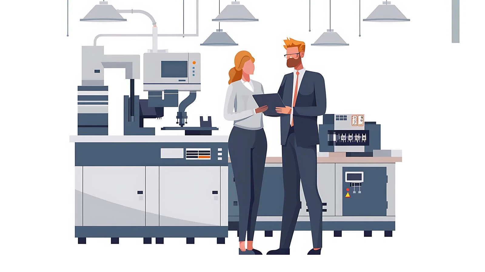 Professionals with Tablet and Workpiece — free download from Dotvec