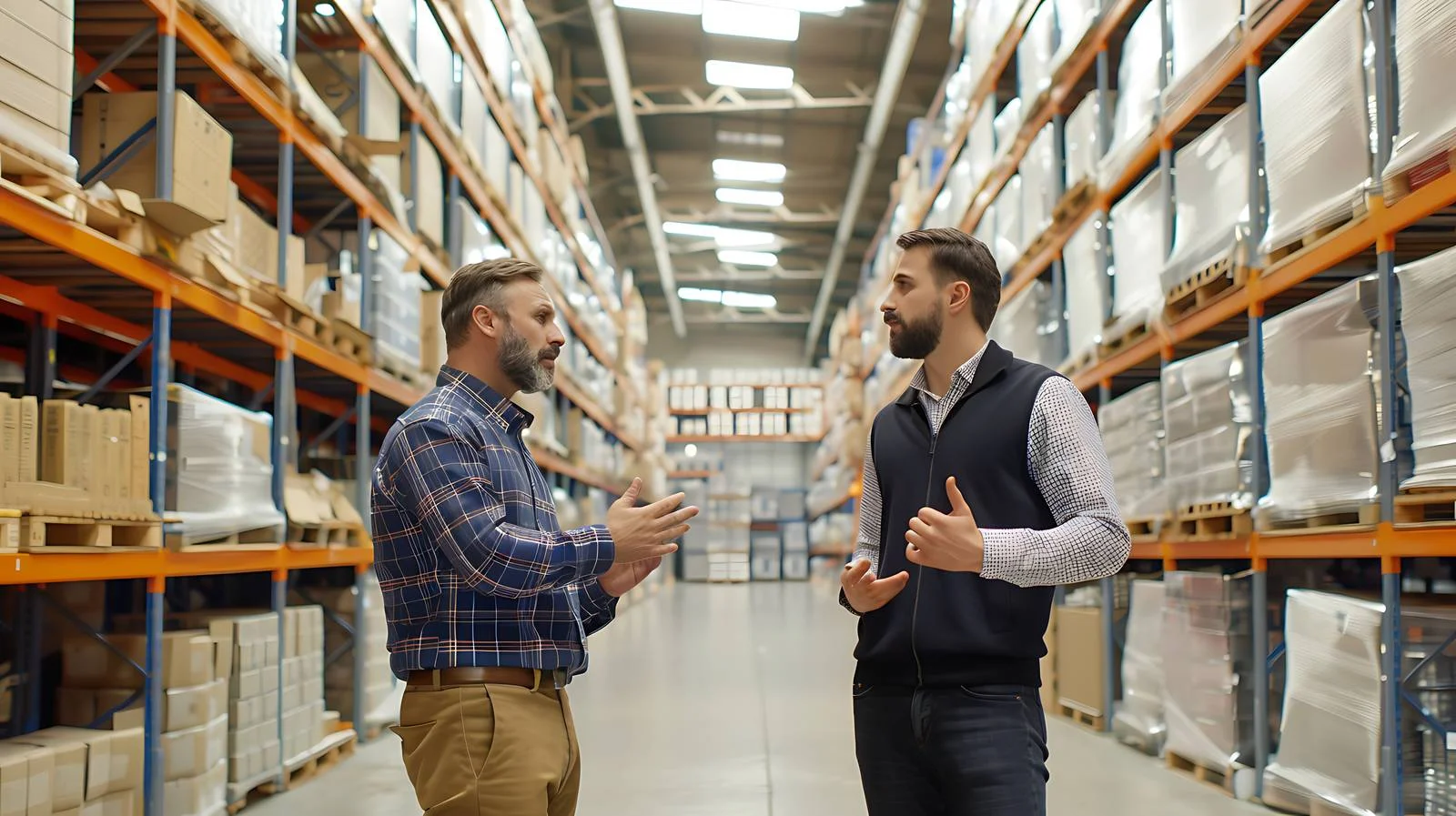 Factory Discussion Between Businessman and Worker — free download from Dotvec