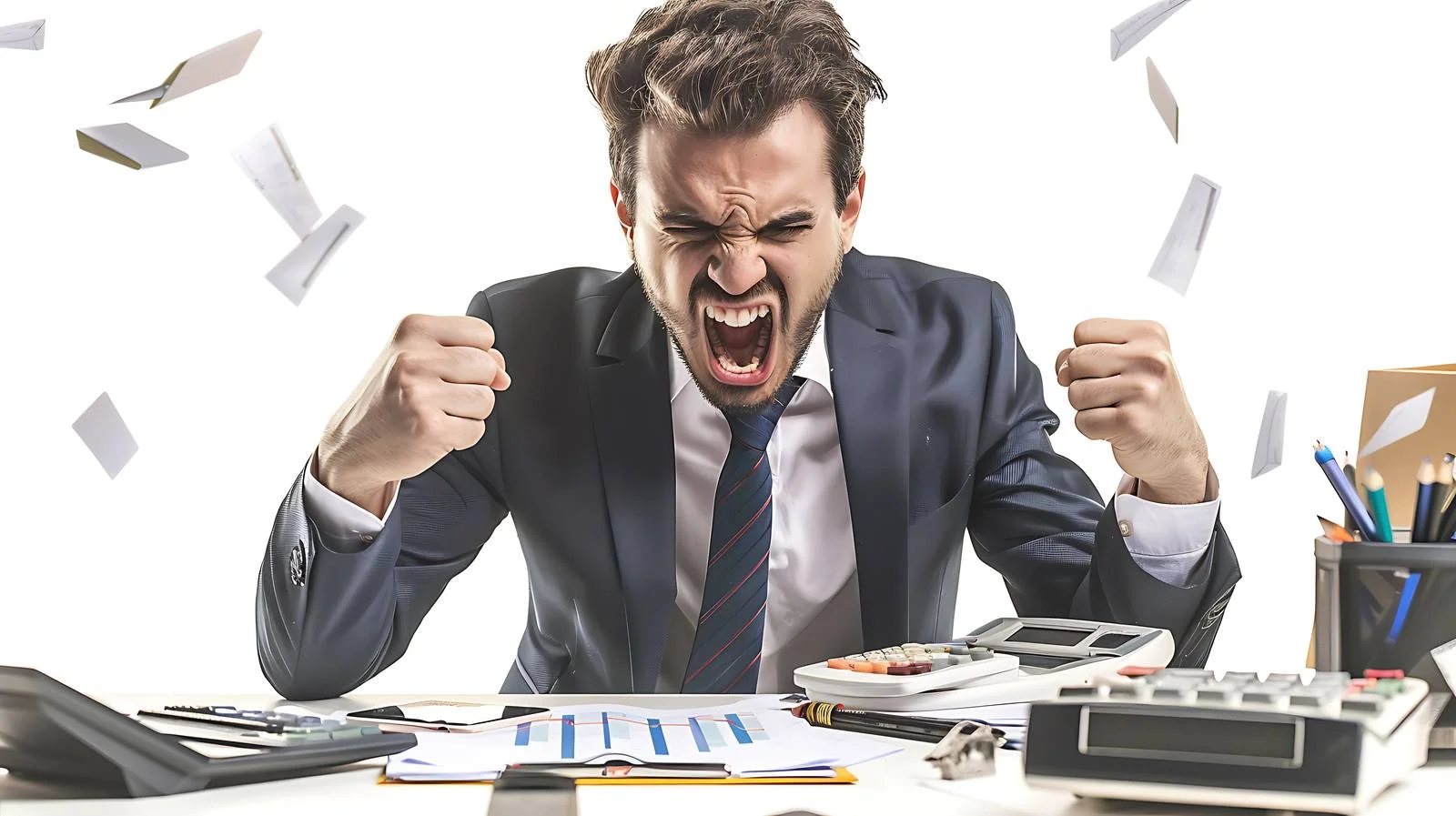 Frustrated Businessman Calculate Failures — free download from Dotvec