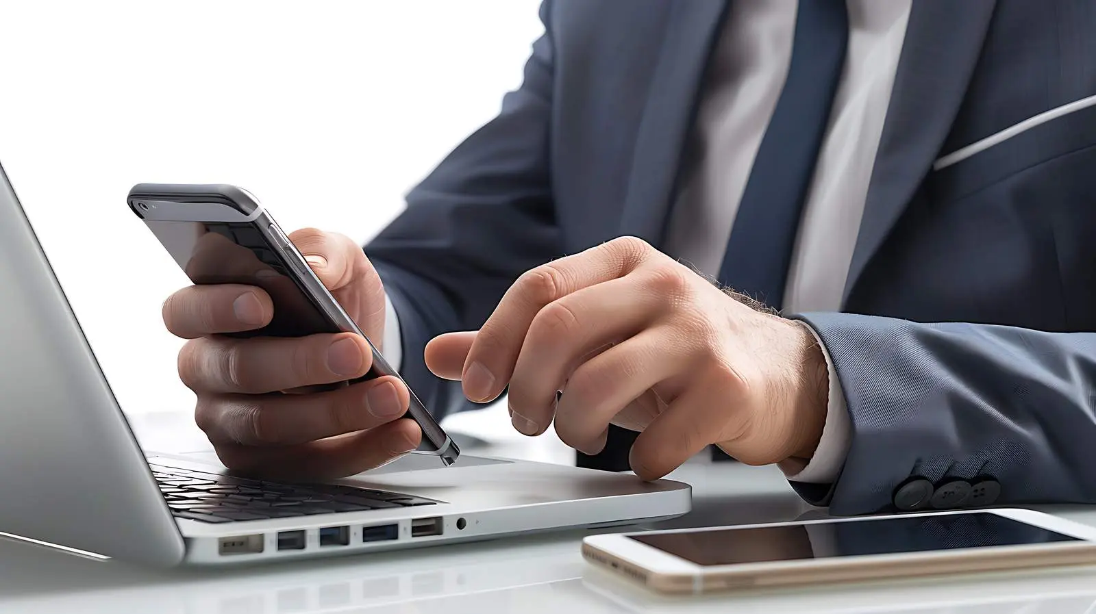 Businessman Working with Smartphone and Laptop — free download from Dotvec