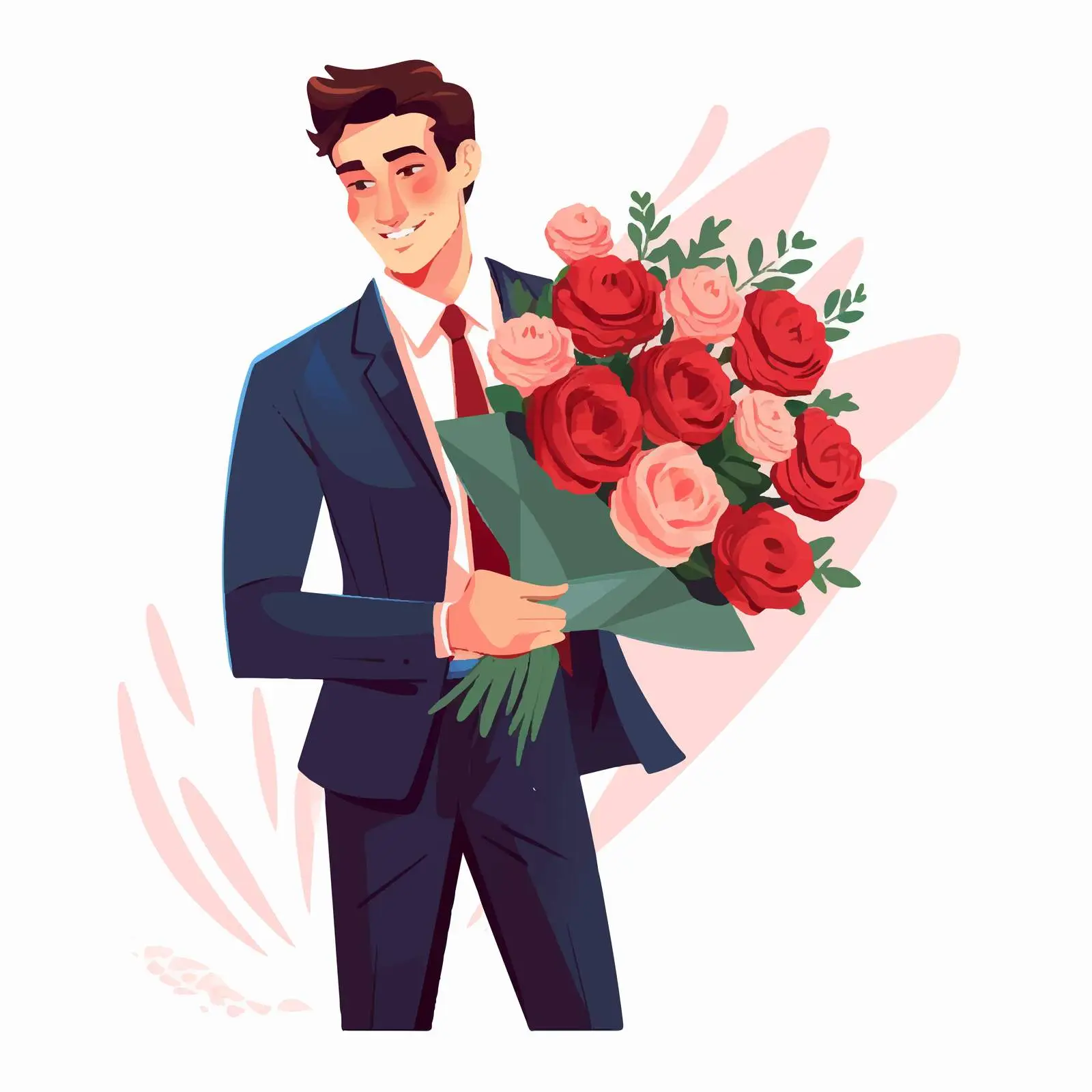 Businessman with Fresh Red Flower Bouquet — free download from Dotvec