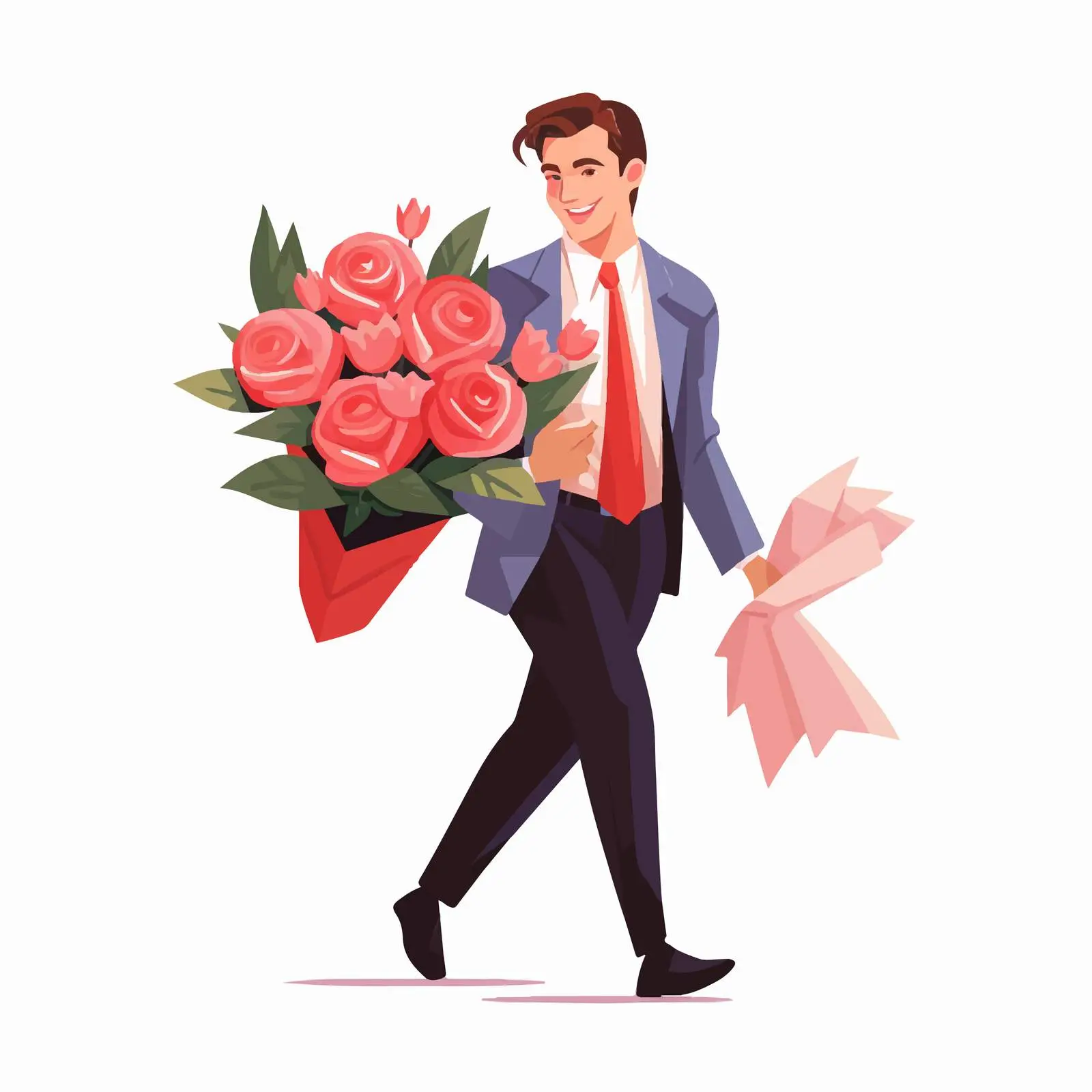Businessman with Fresh Red Flower Bouquet — free download from Dotvec