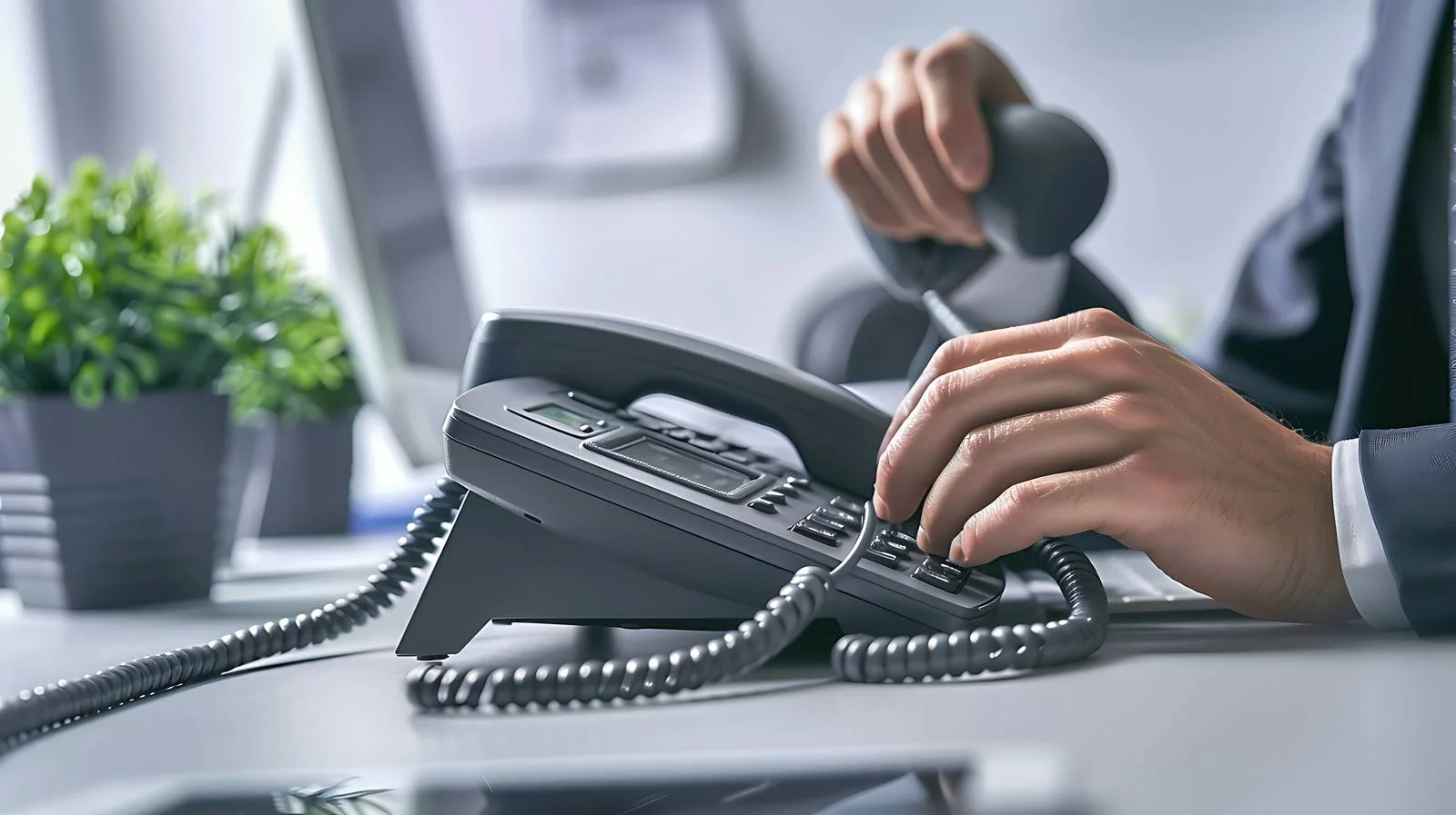 Businessman Dialing Office Phone — free download from Dotvec