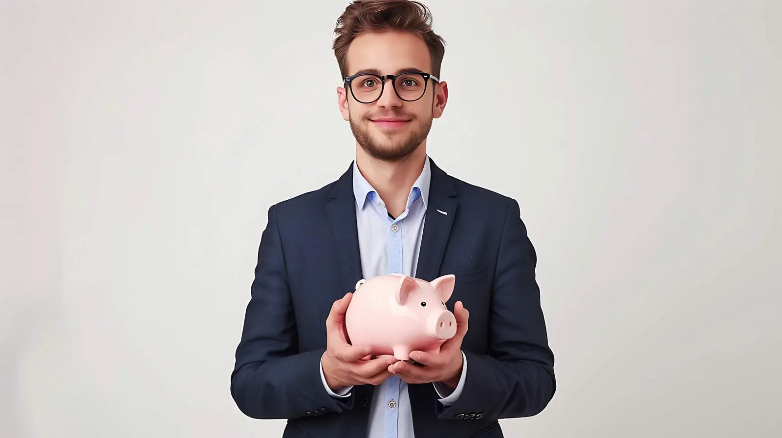 Businessman with Piggy Bank in Office Setting – free account image from Dotvec