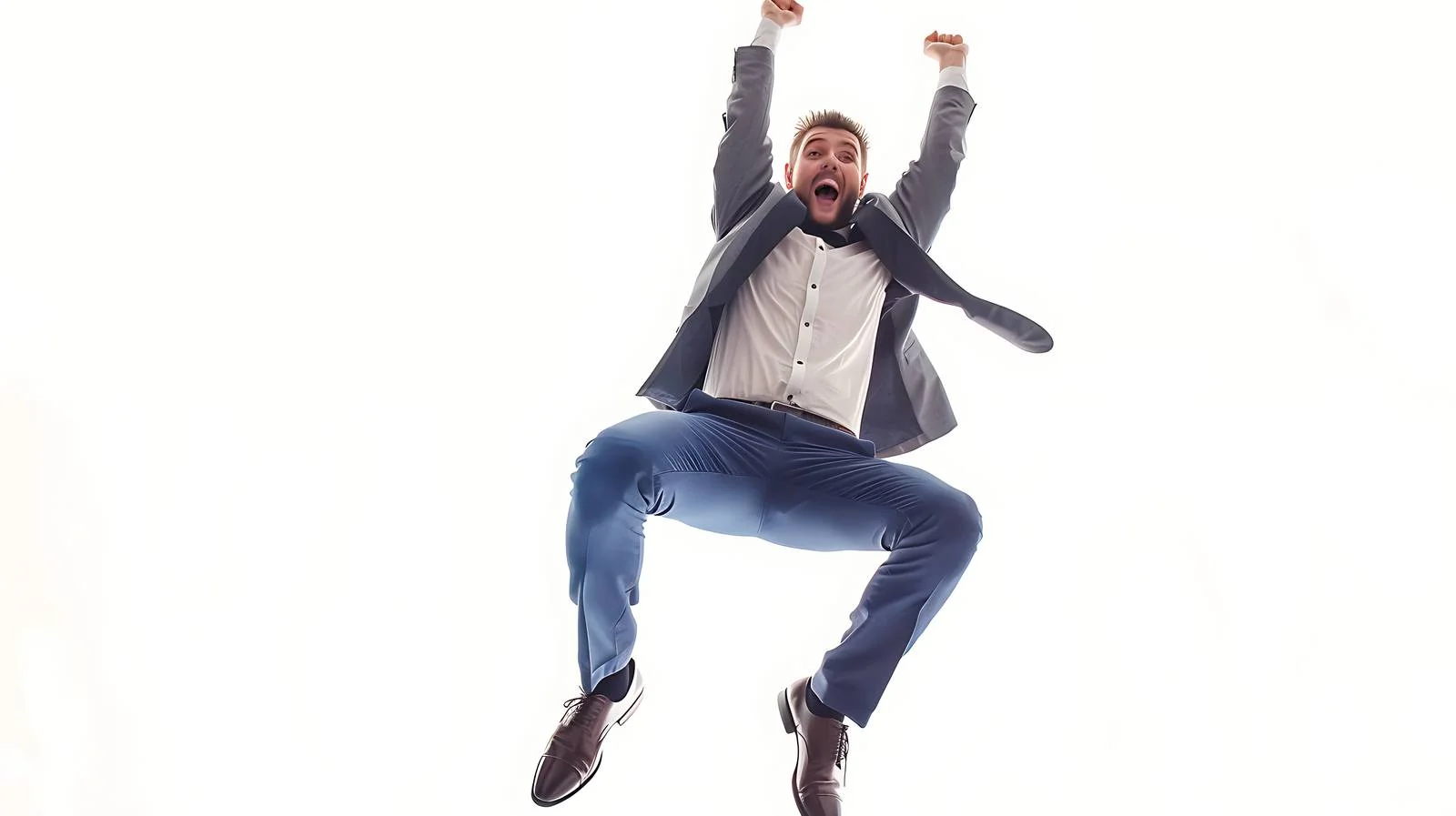Energized Businessman Mid-Air Leap — free download from Dotvec