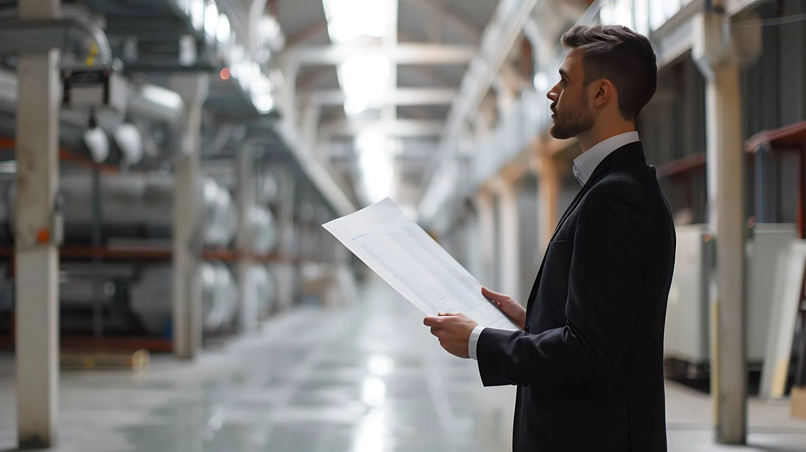 Businessman in Modern Factory Inspection — free download from Dotvec