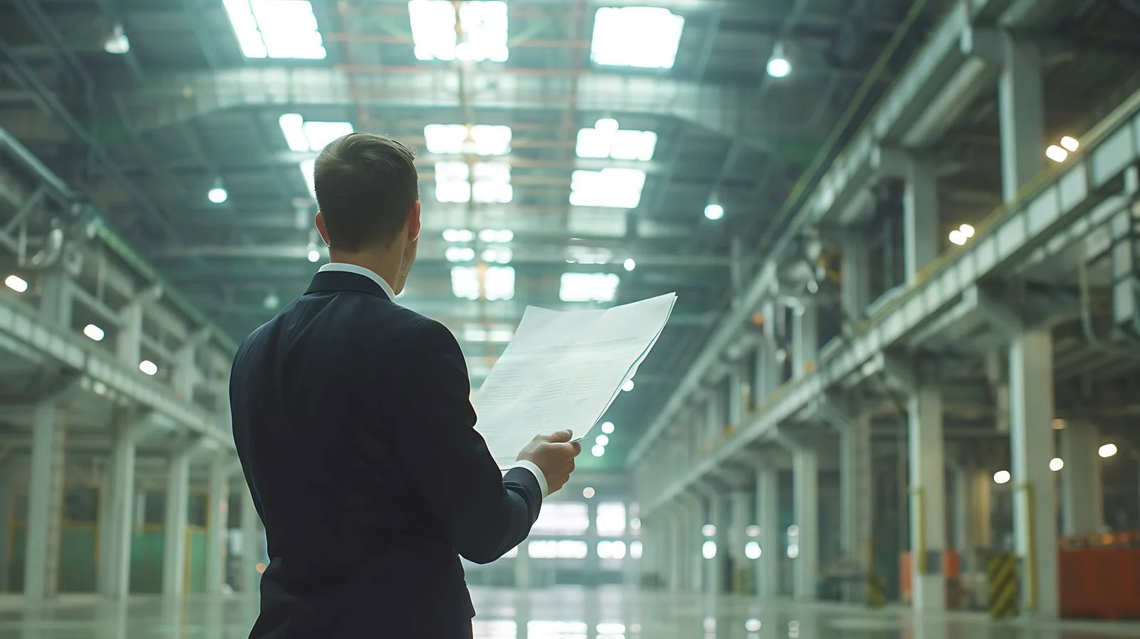 Businessman Planning in Modern Factory — free download from Dotvec