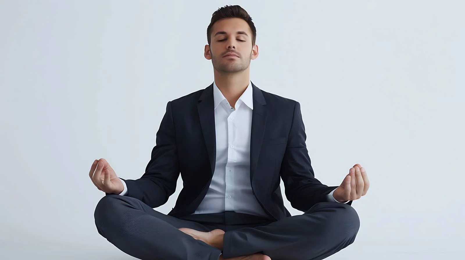 Businessman Yoga Meditating in Office — free download from Dotvec