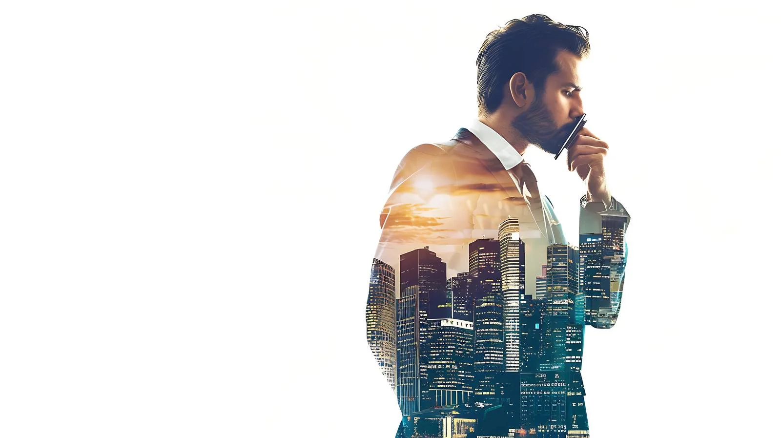 Businessman in City on Cell Phone — free download from Dotvec