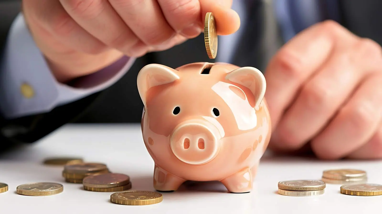 Businessman Investing in Piggy Bank Savings – free building image from Dotvec