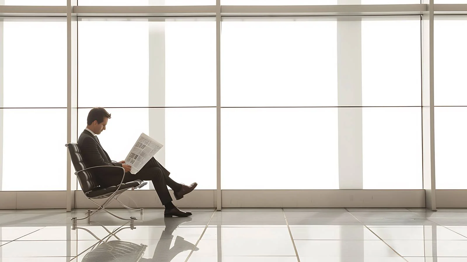 Corporate Newspaper Reading in Waiting Area — free download from Dotvec