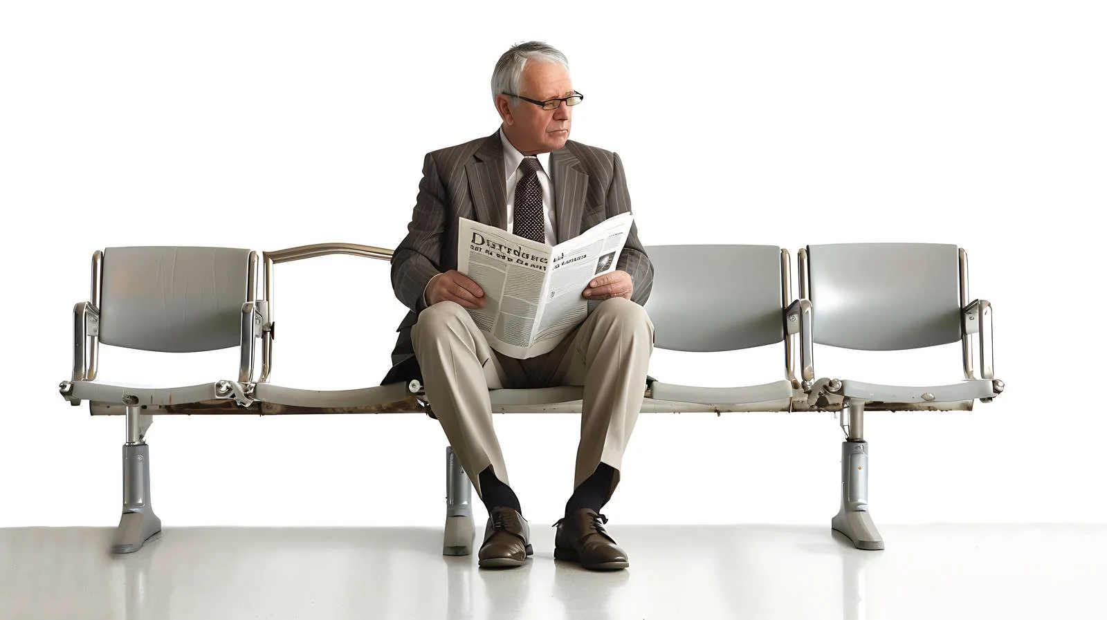 Professional Businessman Reading Newspaper in Waiting Hall — free download from Dotvec