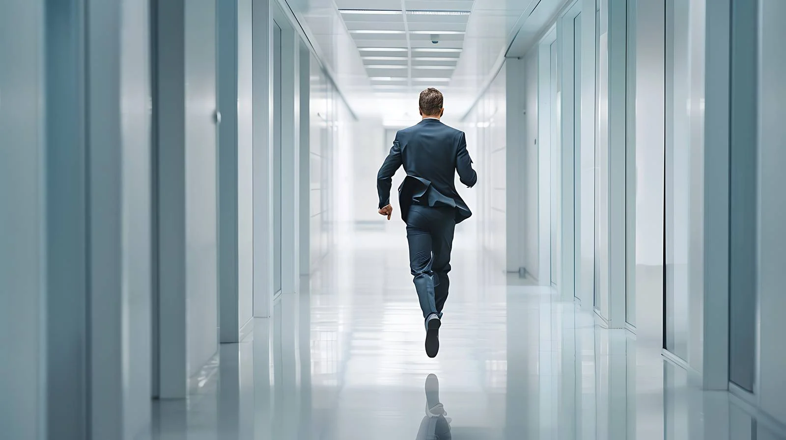 Busy Professional in Office Corridor — free download from Dotvec