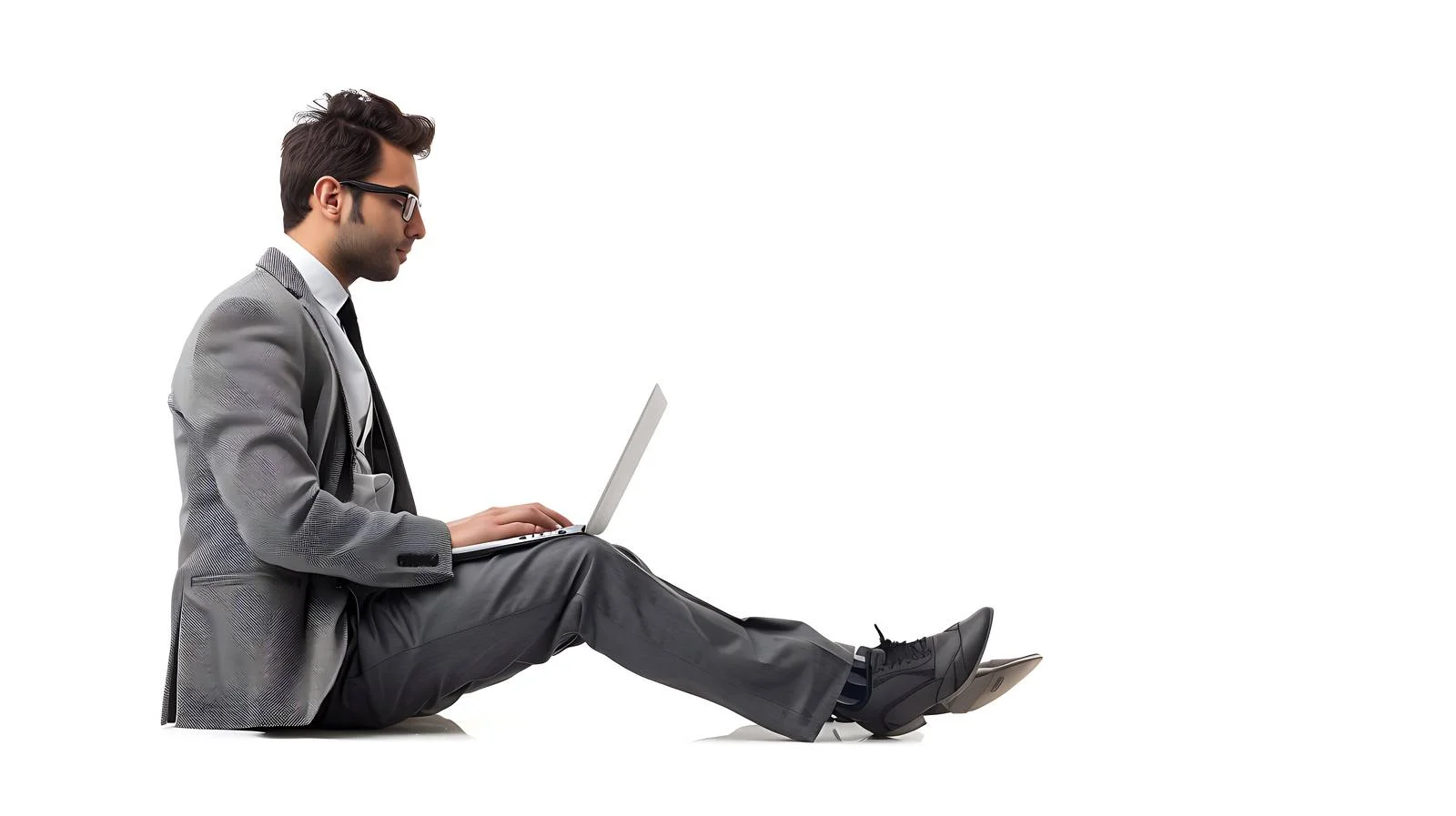 Professional Businessman Using Laptop on Floor — free download from Dotvec