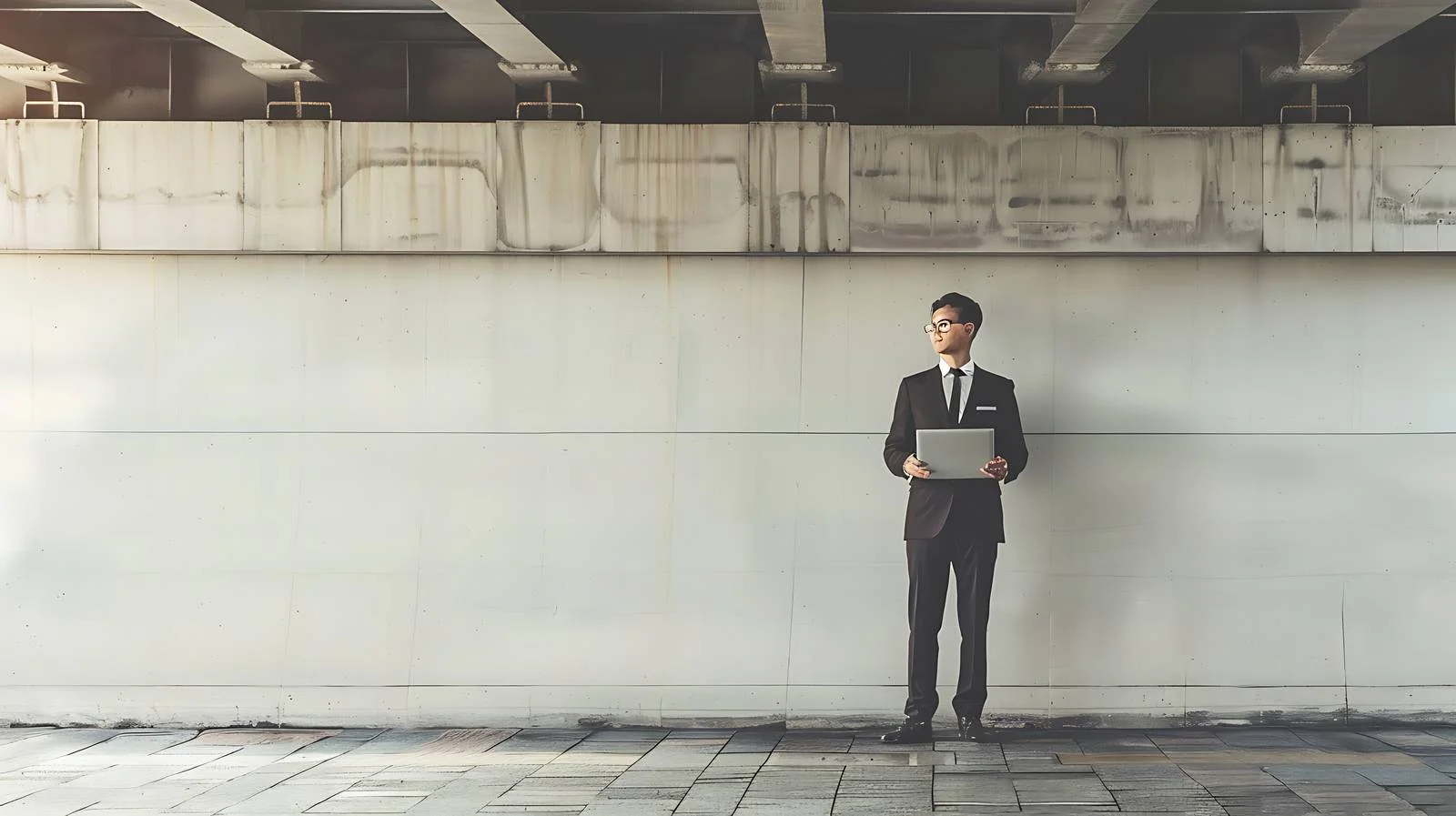 Corporate Executive by Underpass with Laptop — free download from Dotvec