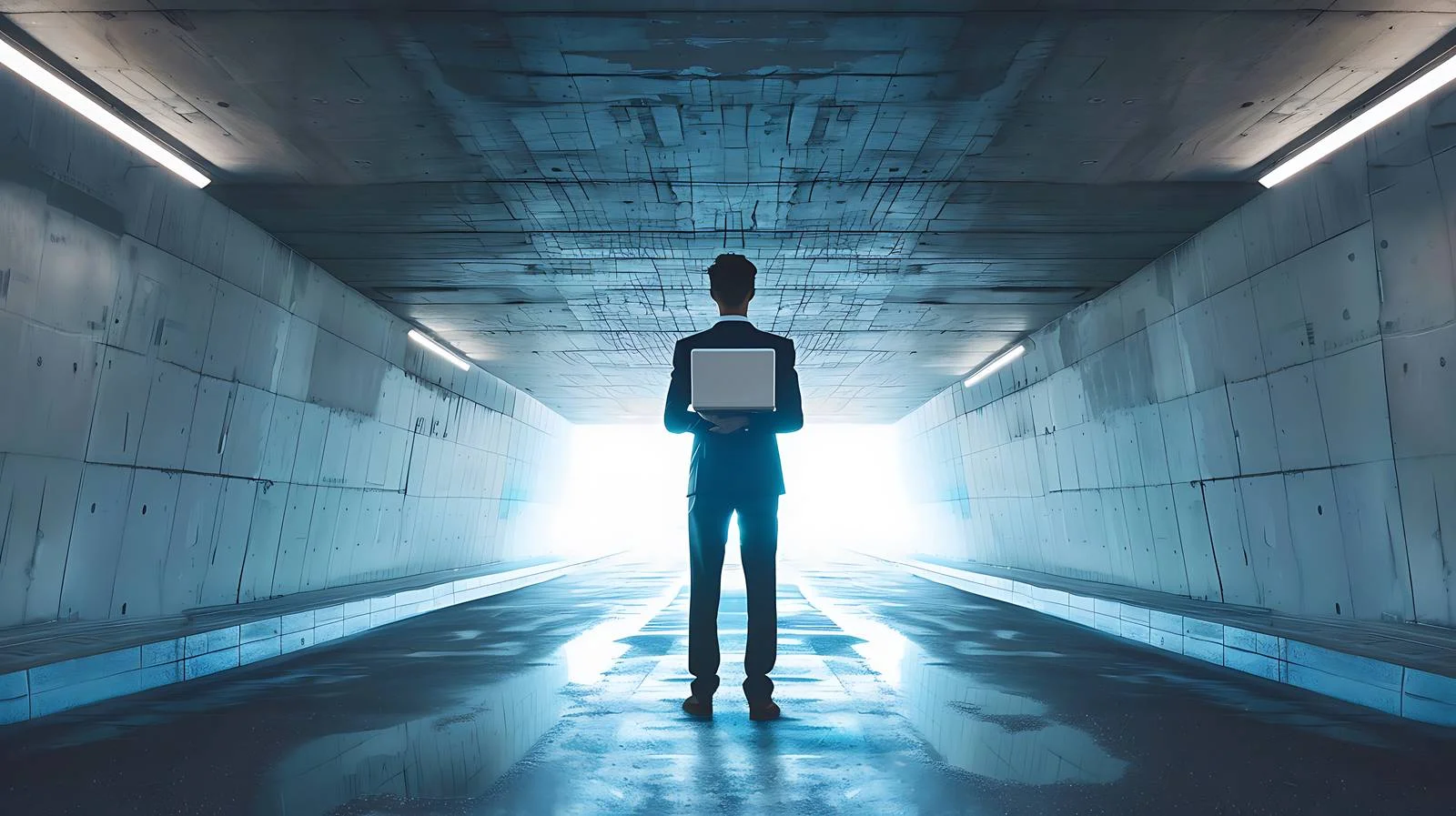 Professional Businessman with Laptop in Underpass — free download from Dotvec