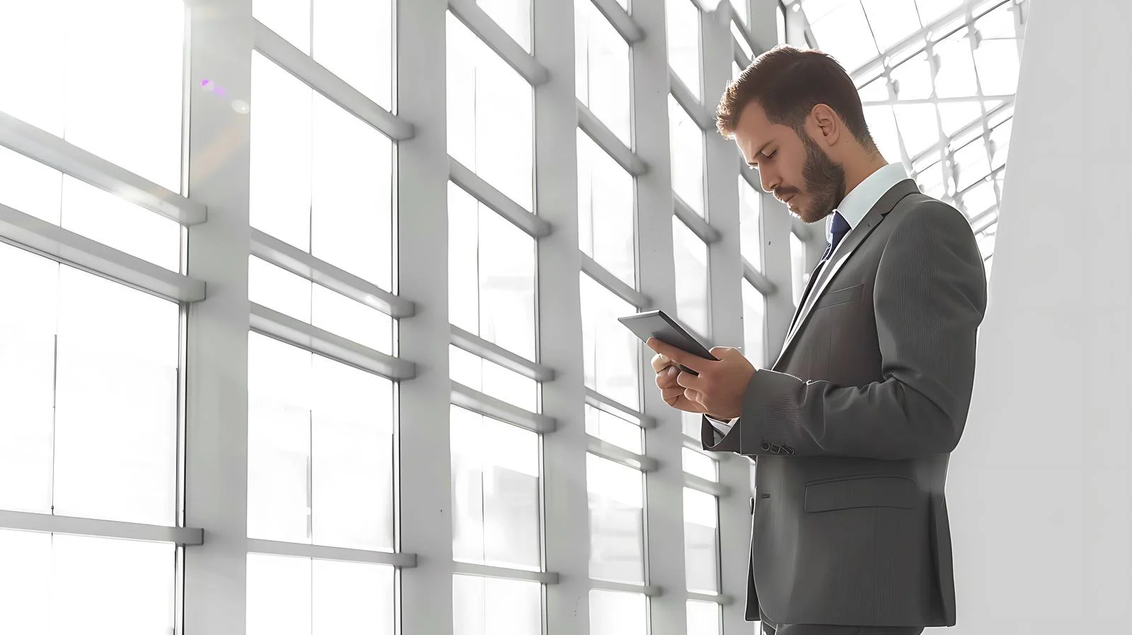 Professional Businessman Using Smartphone in Office — free download from Dotvec