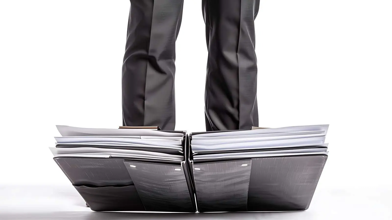 Businessman Standing Over Documents Folder — free download from Dotvec