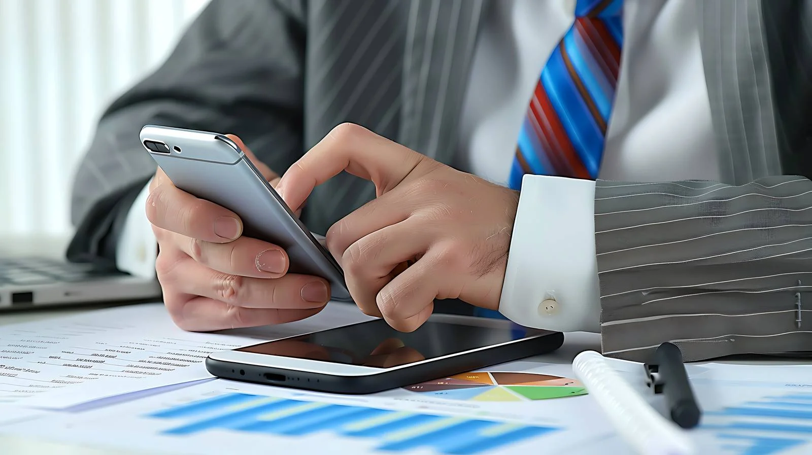 Busy Businessman Multitasking in Office — free download from Dotvec