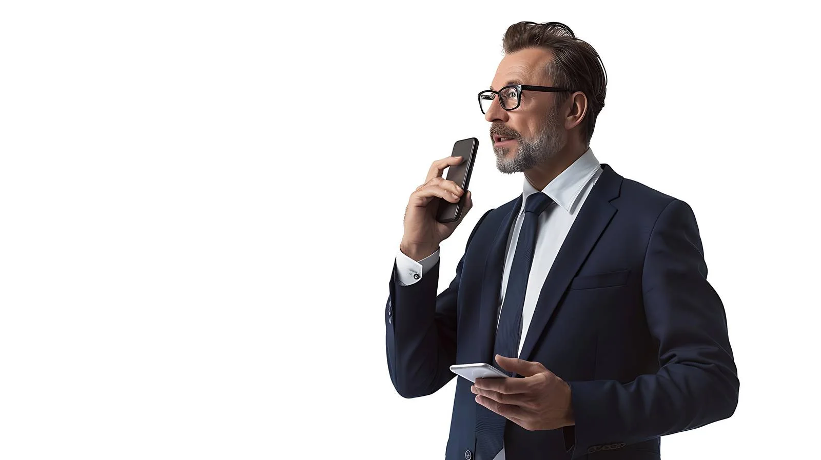 Professional Businessman Using Cell Phone in Office — free download from Dotvec