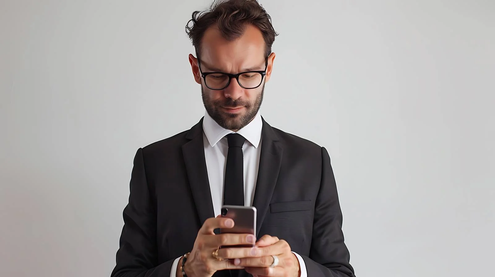 Professional Businessman Using Cell Phone in Office — free download from Dotvec