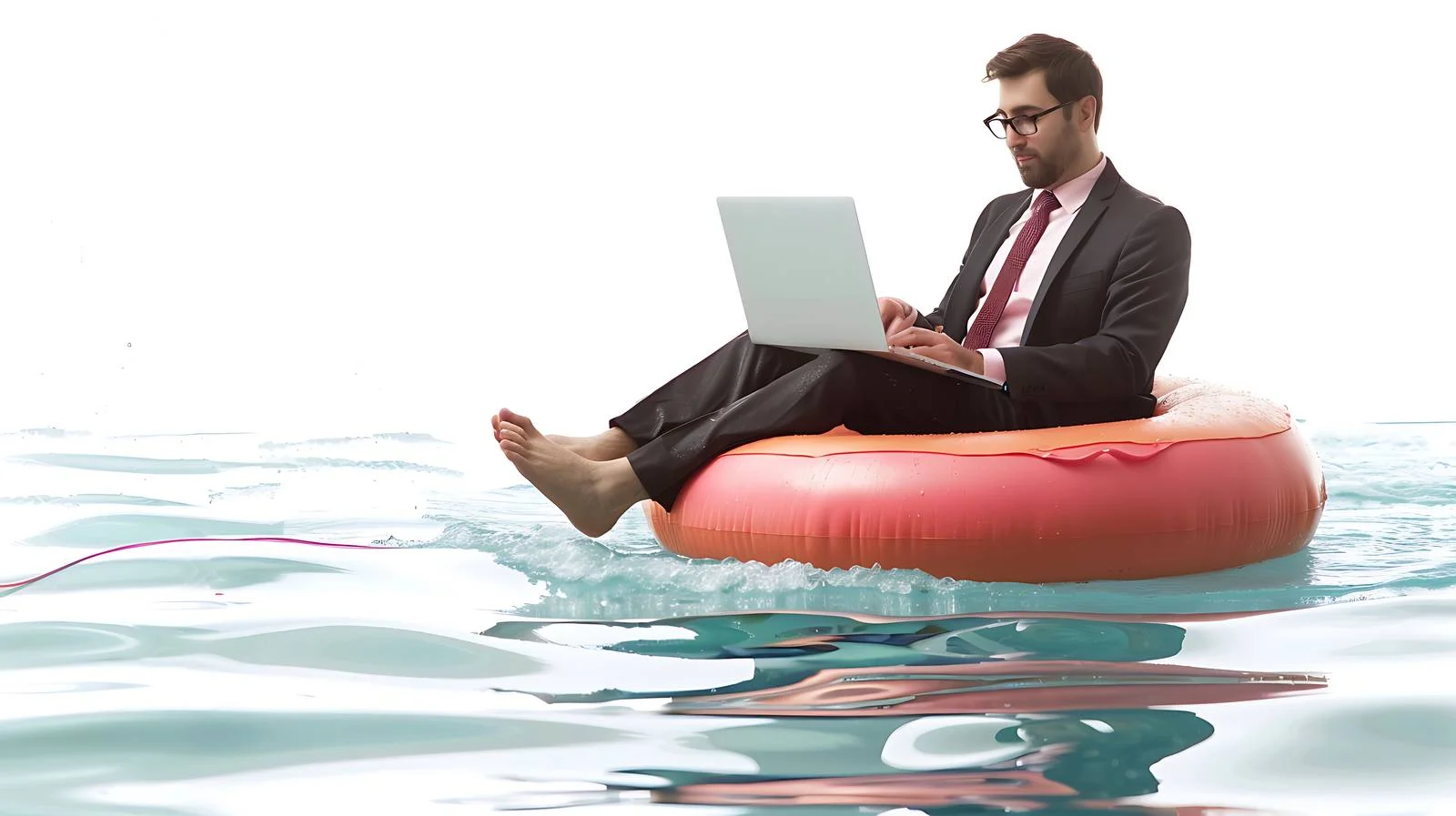 Professional Businessman Working on Inflatable Laptop — free download from Dotvec
