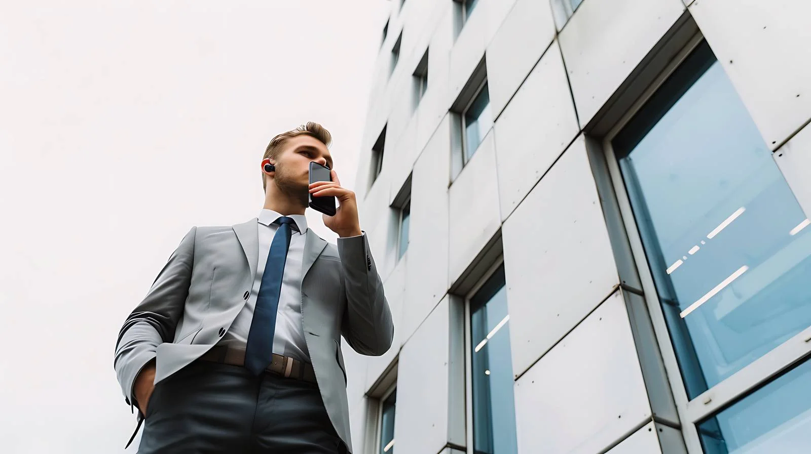 Businessman Mobile Phone Office Building — free download from Dotvec