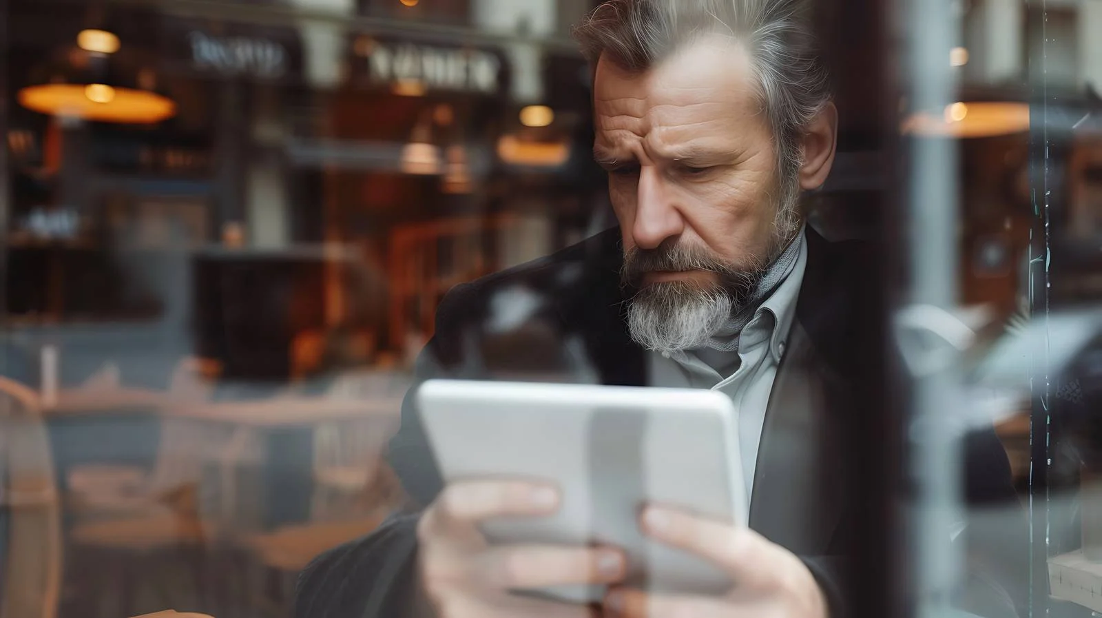 Businessman in Cafe Using Tablet — free download from Dotvec