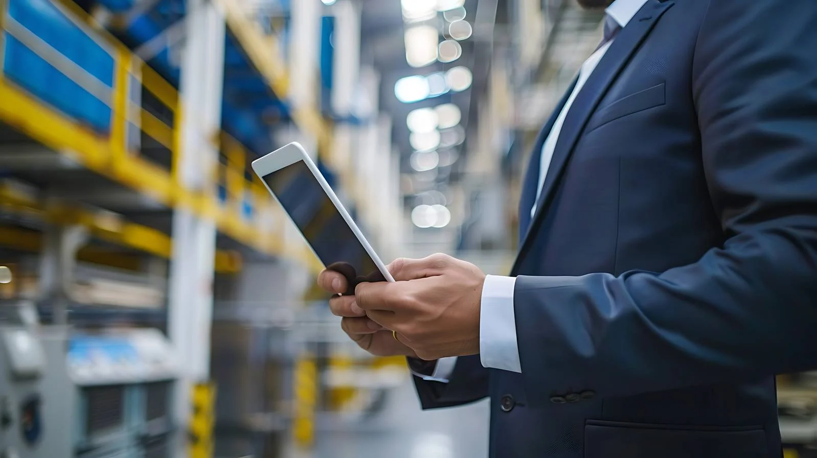 Businessman Tablet Factory Usage — free download from Dotvec