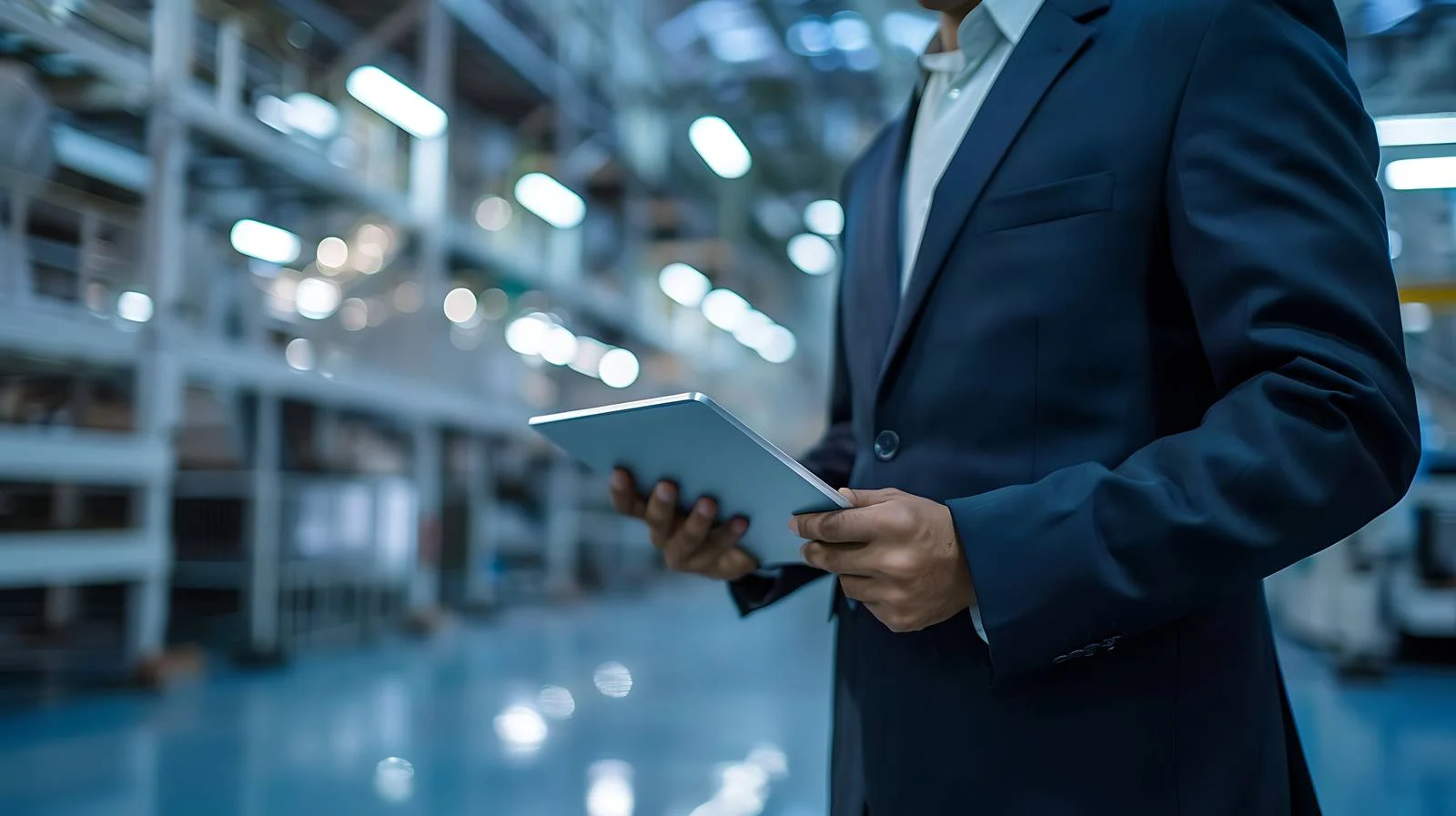 Modern Factory Tablet Usage by Businessman — free download from Dotvec