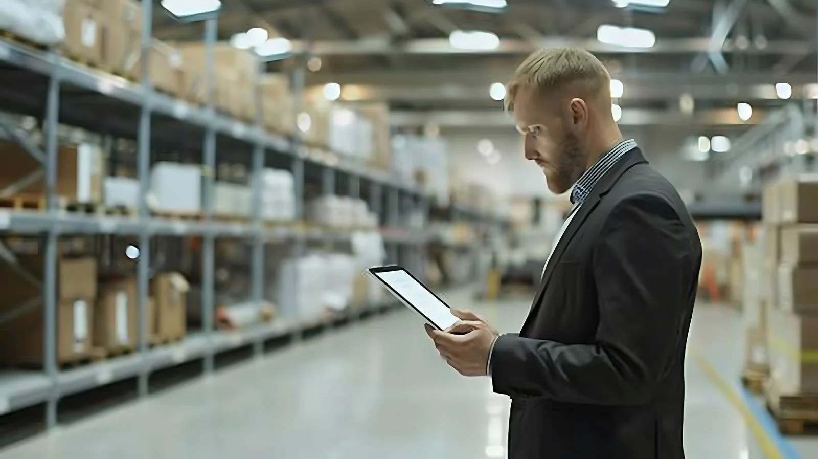 Businessman with Tablet on Factory Floor — free download from Dotvec