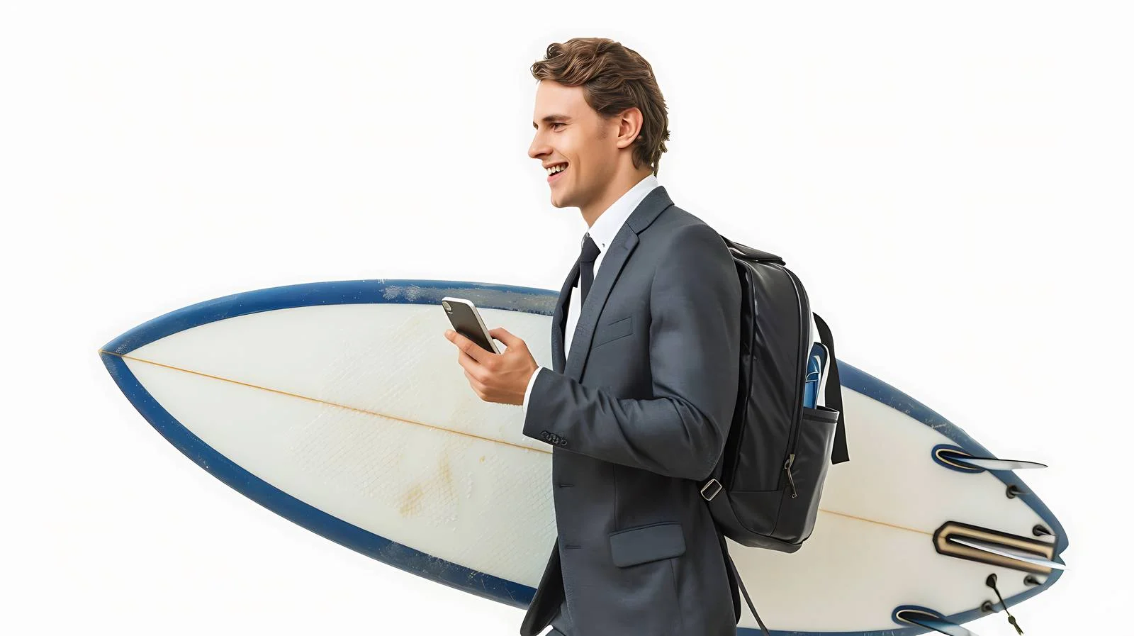 Professional Businessman with Surfboard and Phone — free download from Dotvec